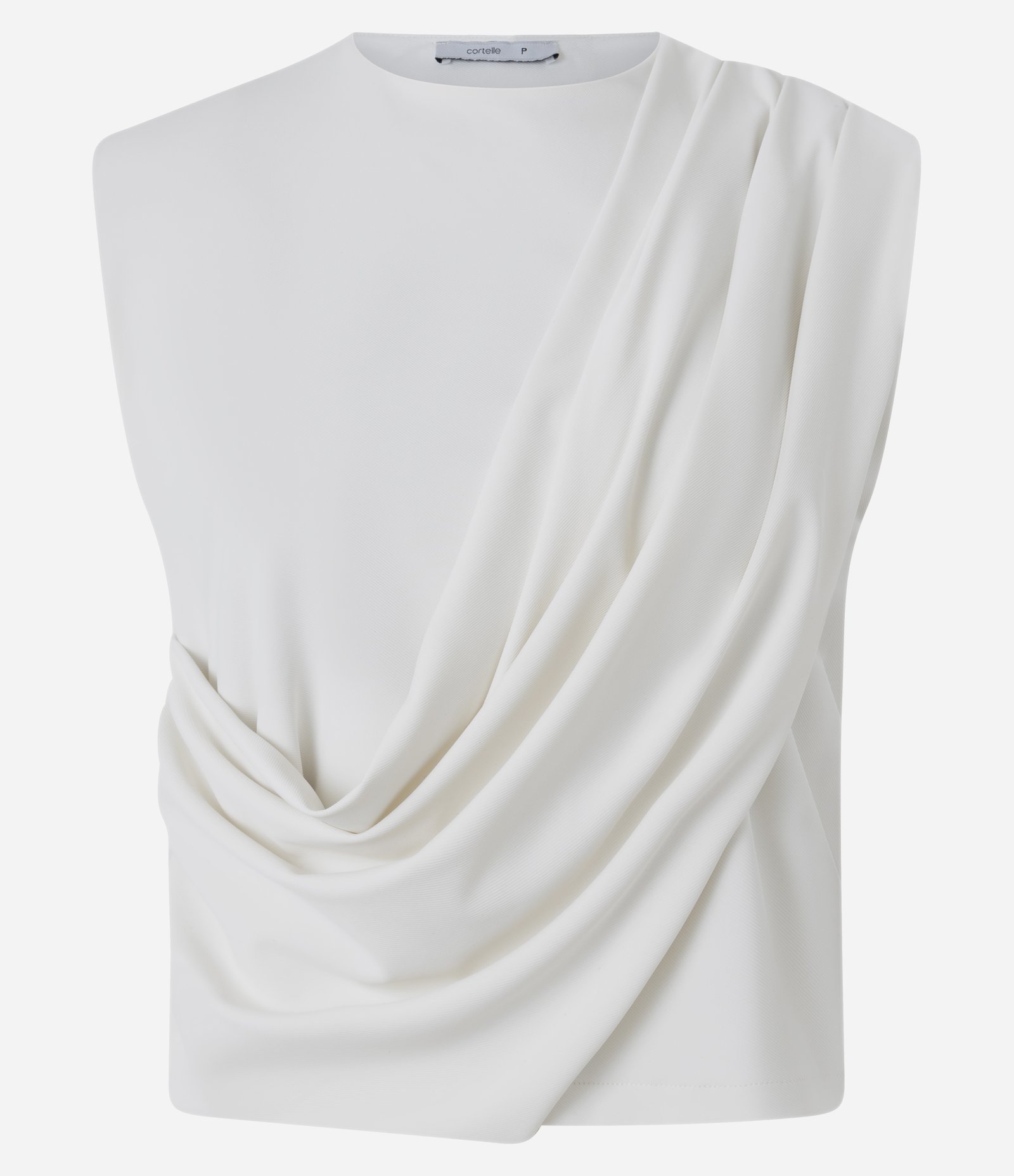 Blusa em Microfibra com Detalhe Assimétrico e Ombreiras Branco 5