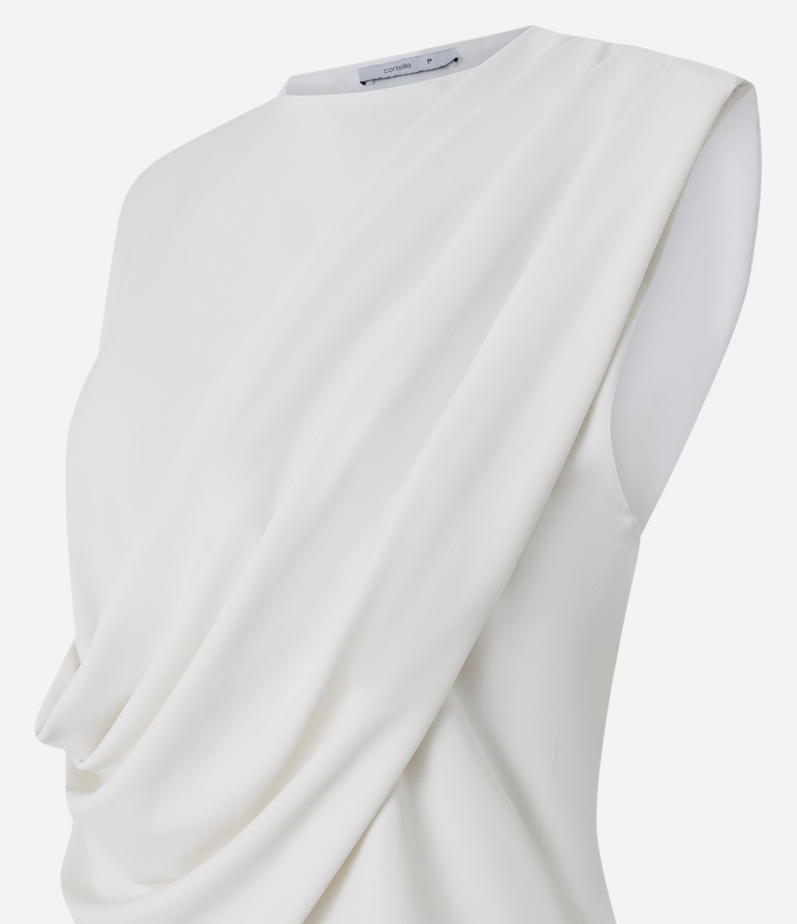 Blusa em Microfibra com Detalhe Assimétrico e Ombreiras Branco 6