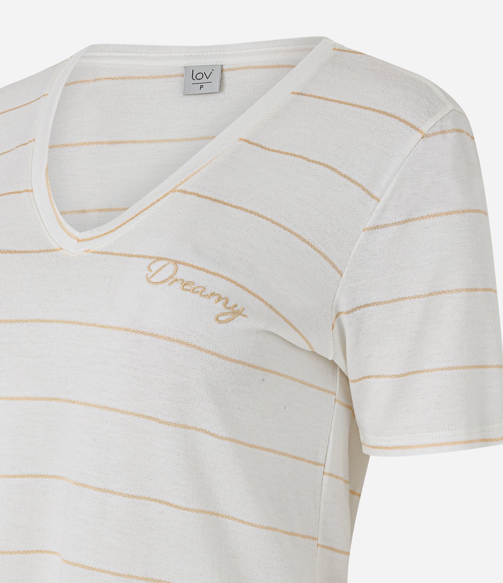 Pijama Curto em Viscolycra com Estampa de Listras Metalizado Branco 6