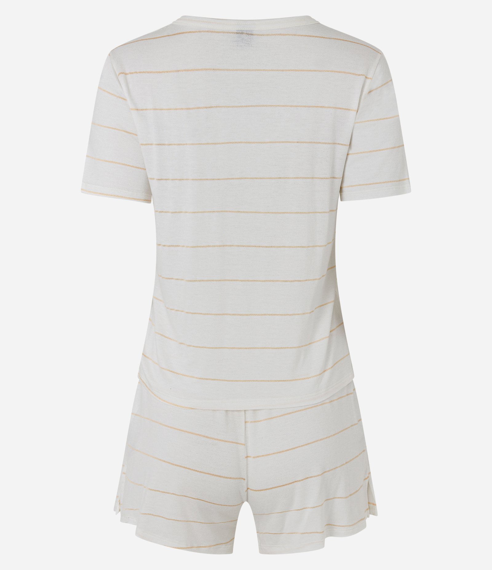 Pijama Curto em Viscolycra com Estampa de Listras Metalizado Branco 7