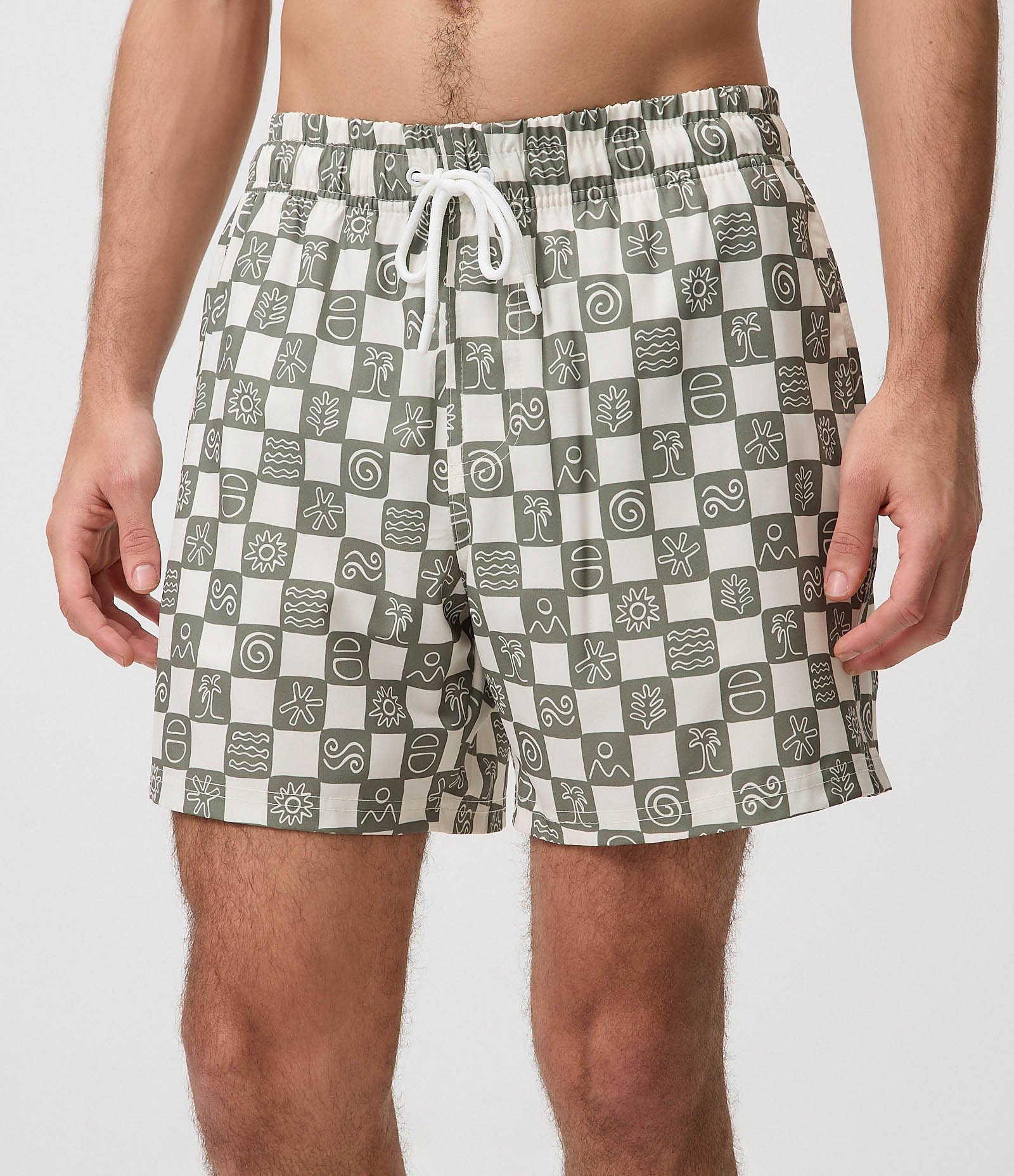 Bermuda com Estampa Grid Ilhas Off White 2