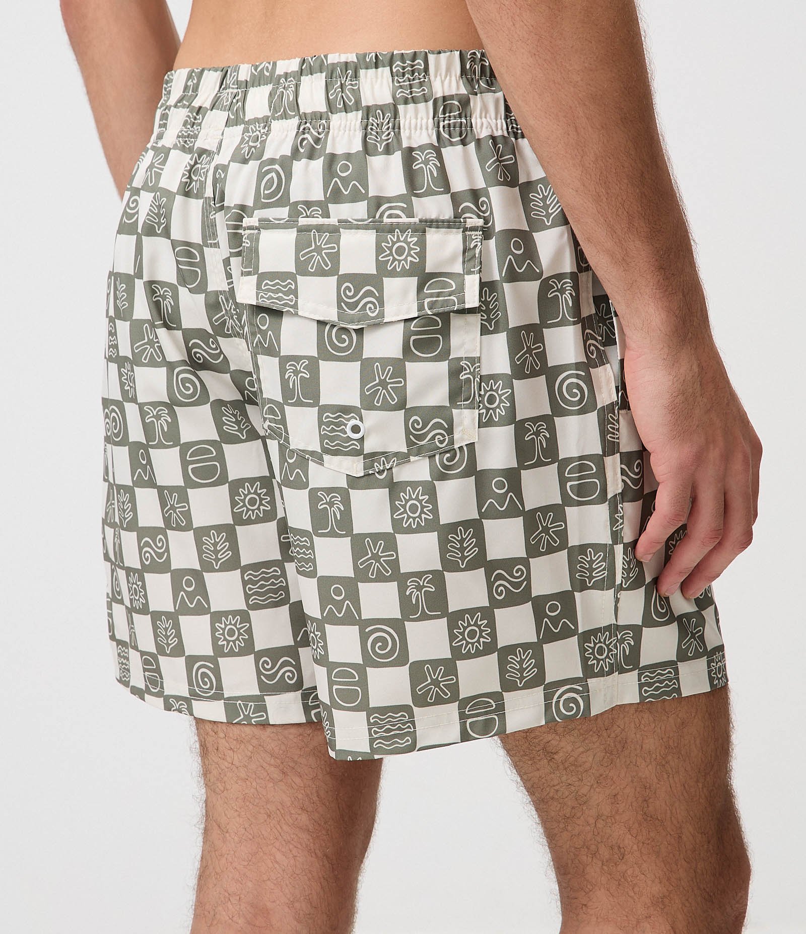 Bermuda com Estampa Grid Ilhas Off White 3