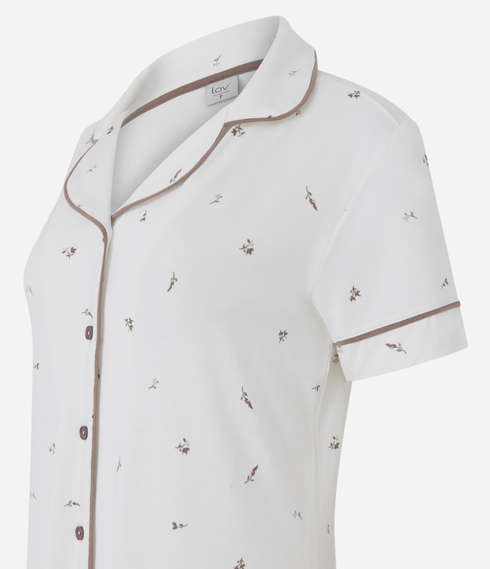 Camisola Americana em Viscolycra com Estampa Floral Branco 5