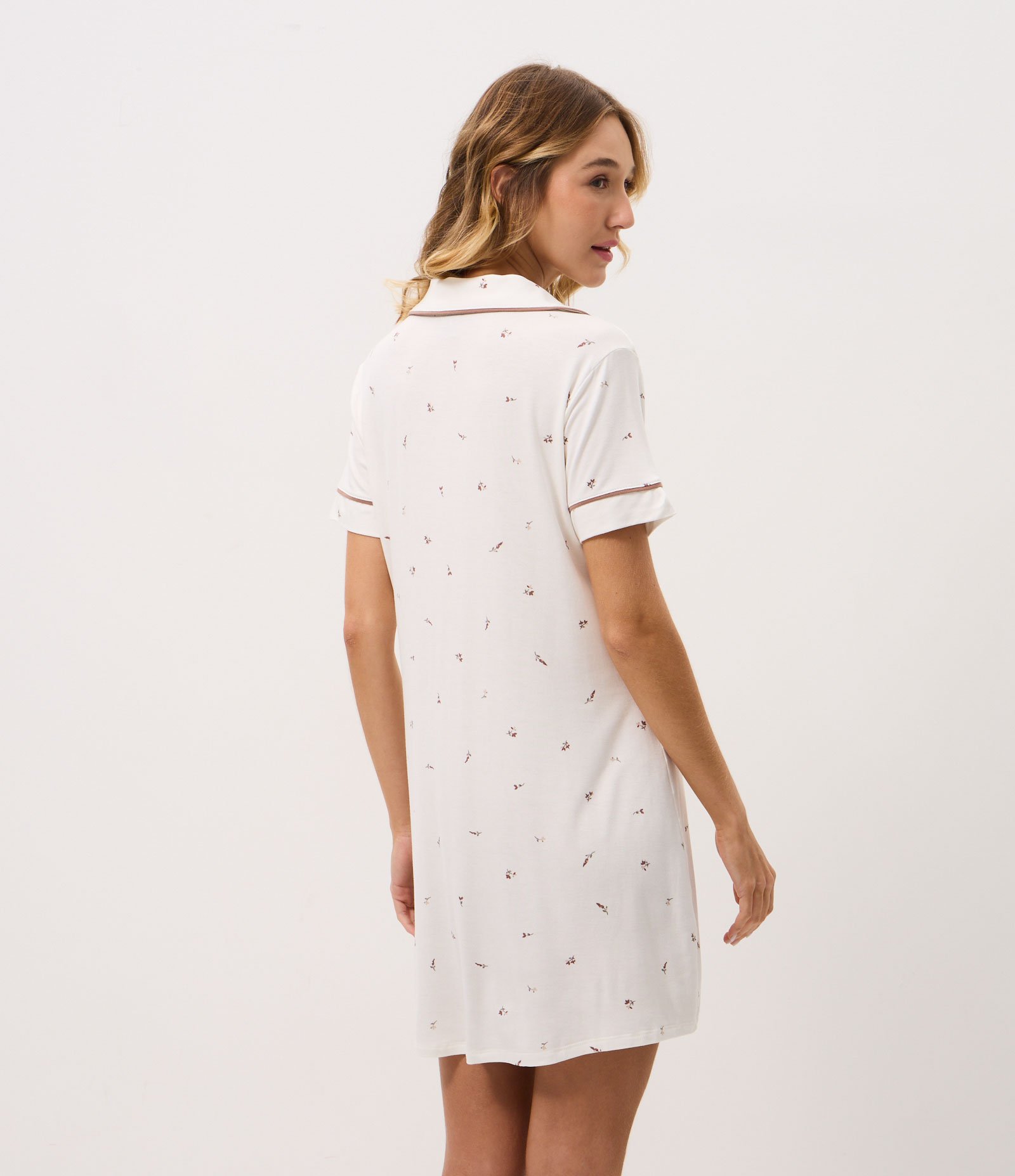 Camisola Americana em Viscolycra com Estampa Floral Branco 3