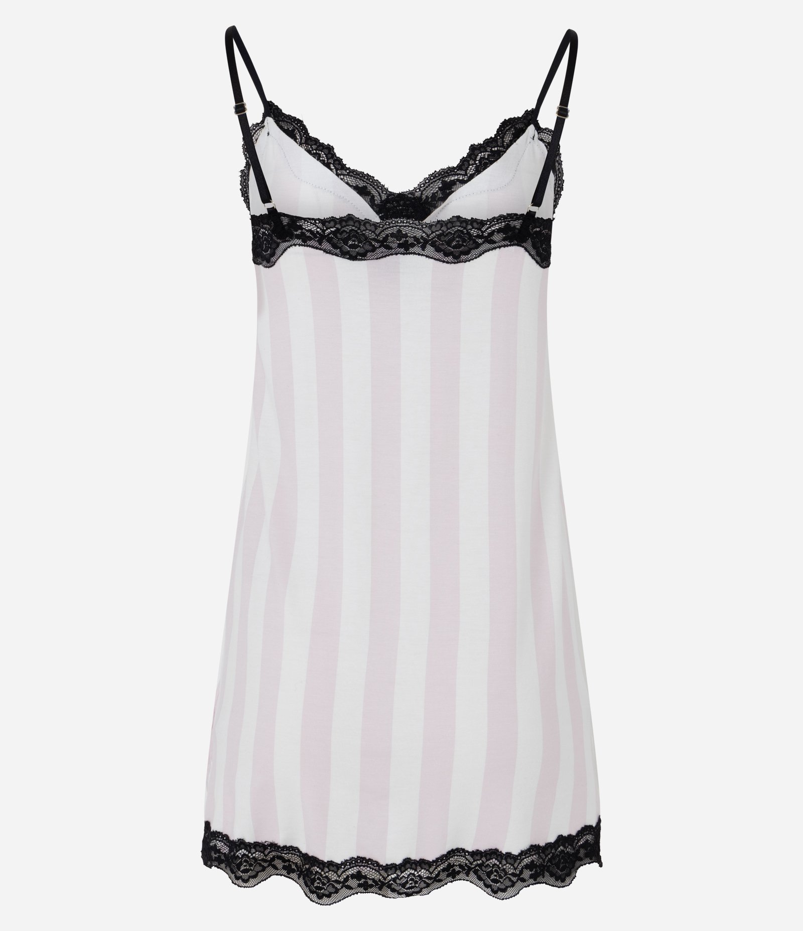 Camisola Curta com Estampa Listrada e Renda Cruzada Branco/Rosa 6