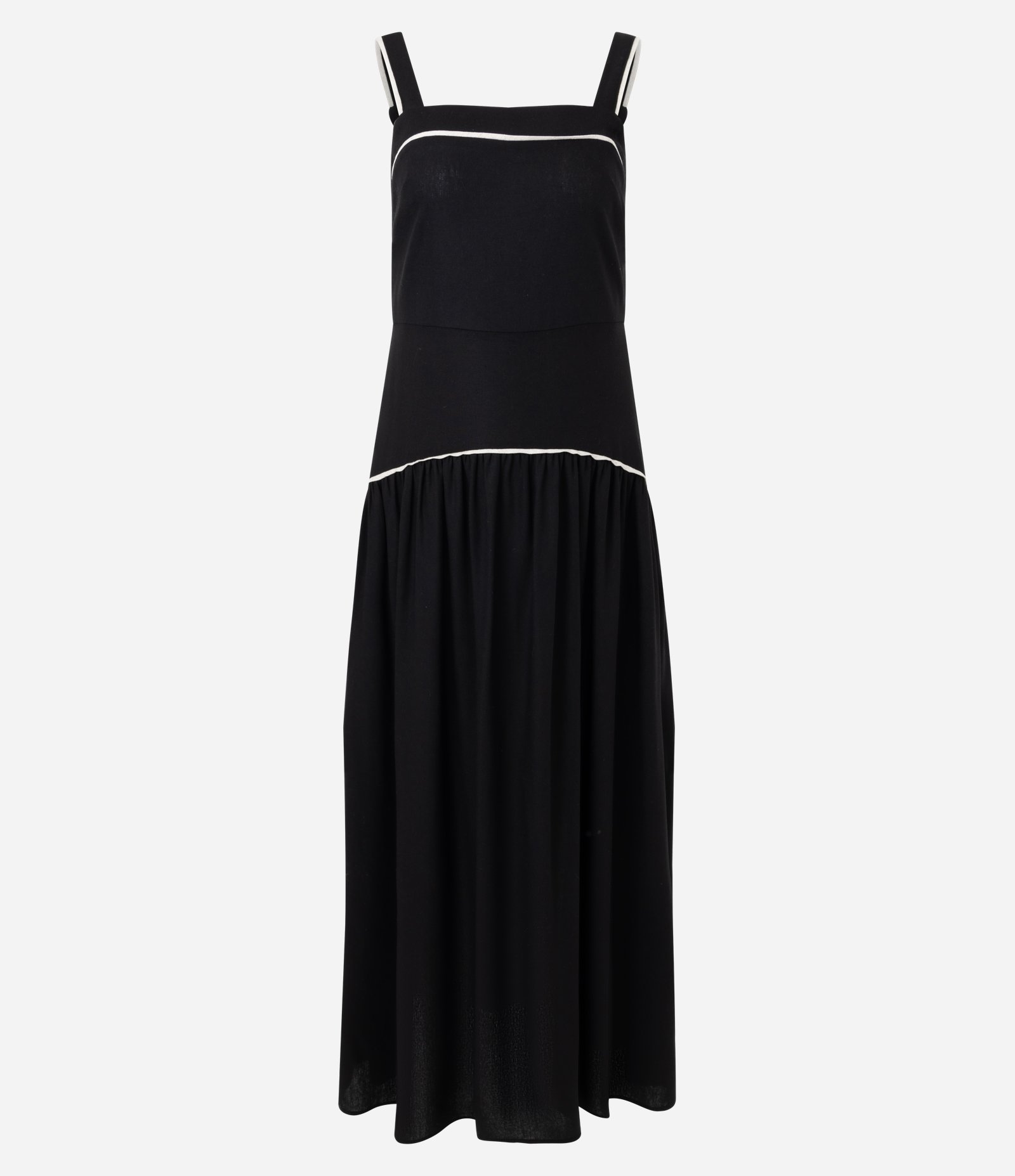 Vestido Midi em Viscolinho com Recorte Cintura Baixa Preto 5