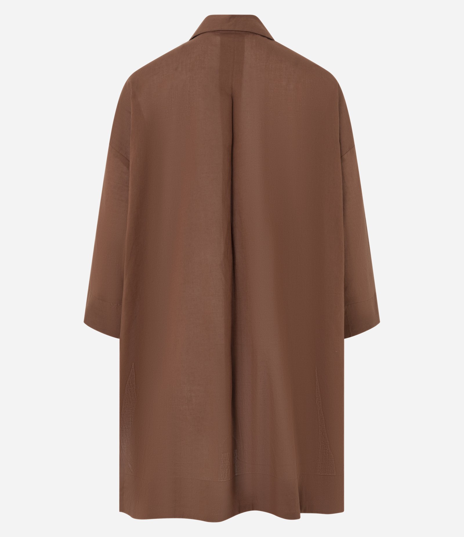 Saída de Praia Chemise em Cotton com Manga 3/4 Marrom 2
