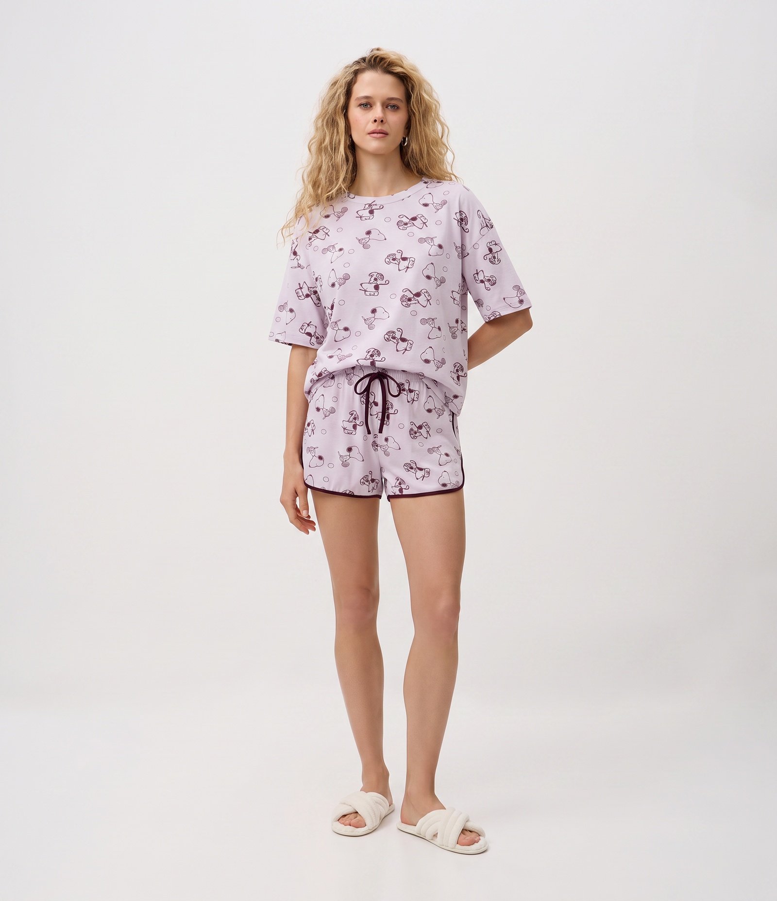 Blusa de Pijama em Viscolycra com Estampa Snoopy Lilás 2