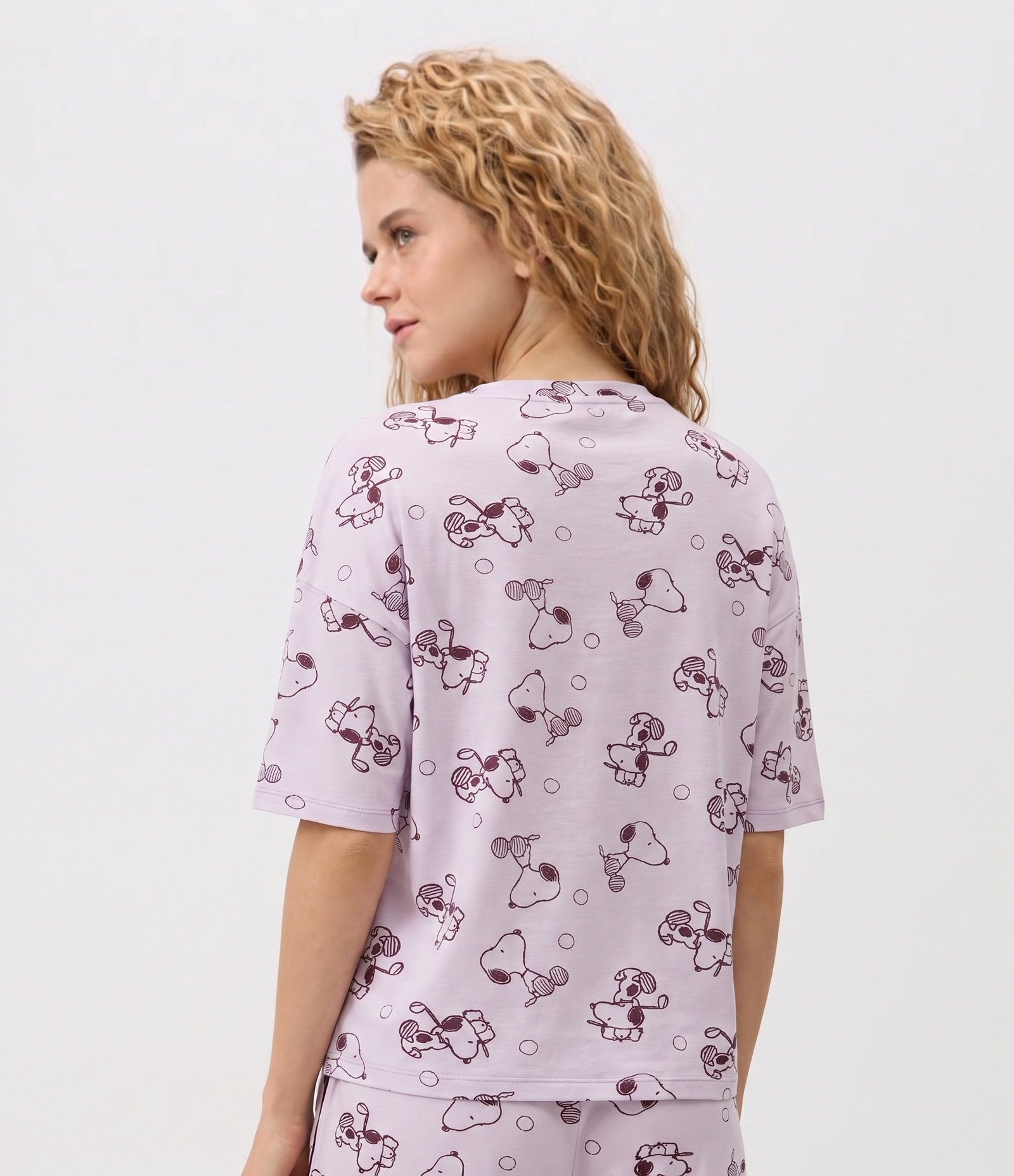Blusa de Pijama em Viscolycra com Estampa Snoopy Lilás 4