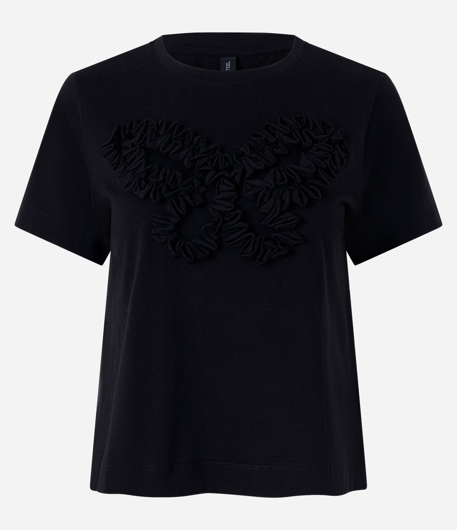 Camiseta Regular em Algodão com Borboleta Bordada Preto 5