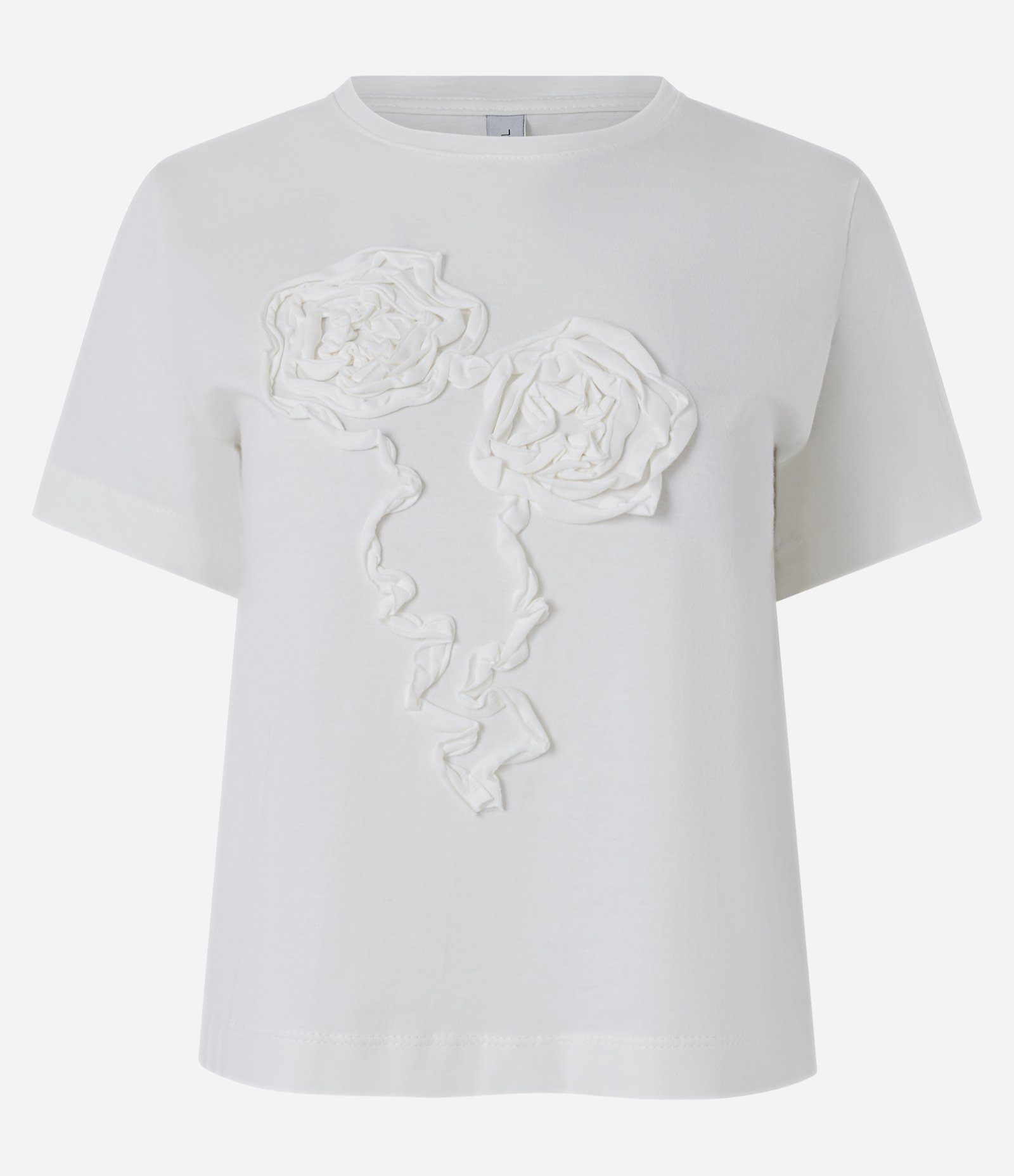 Camiseta em Algodão com Bordado Floral em Relevo Branco 5