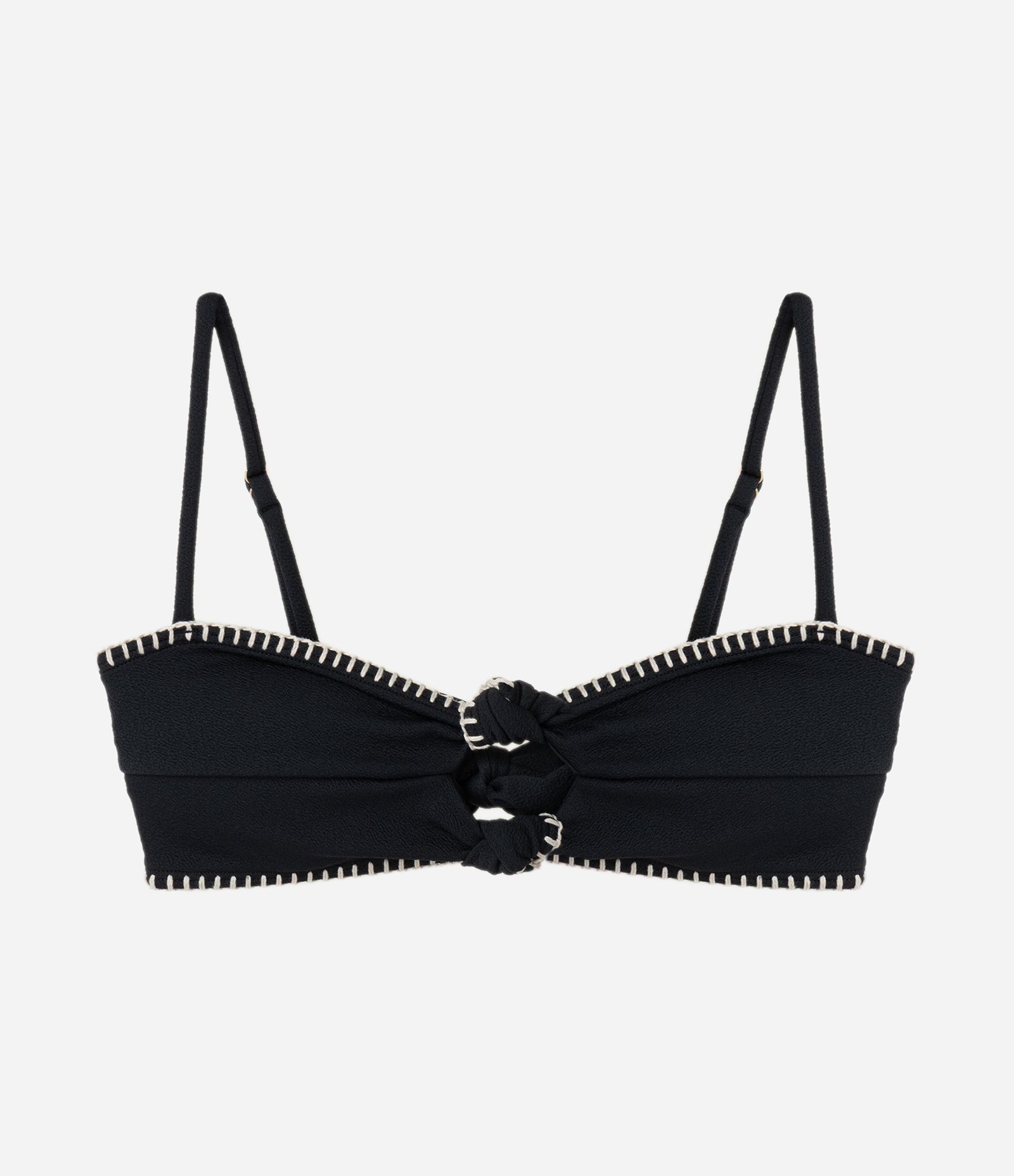 Biquíni Top Bandeau com Nozinho e Detalhe Contrastante Preto 5