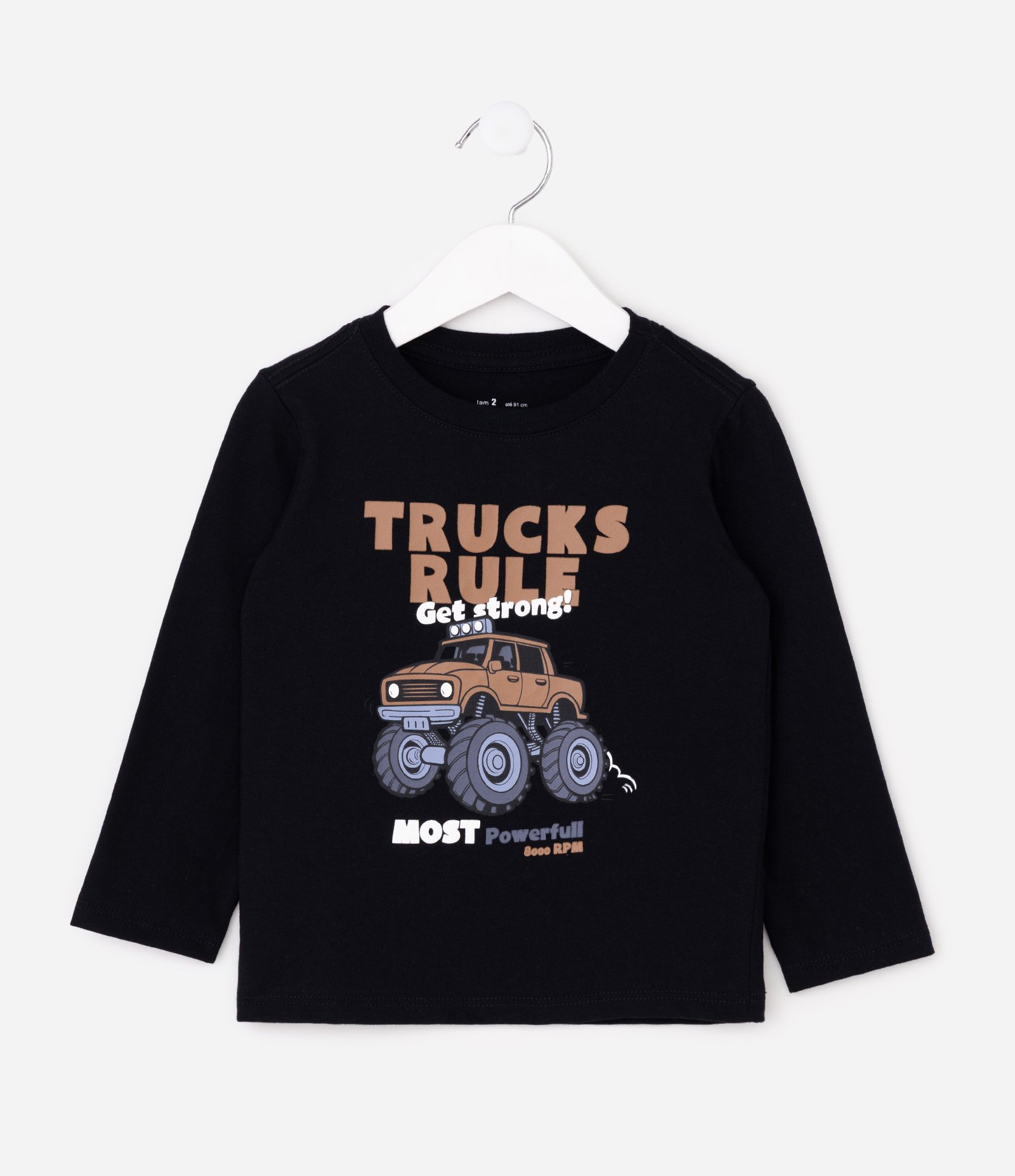 Camiseta Infantil com Estampa Caminhonete – Tam 1 a 6 Anos Preto 2