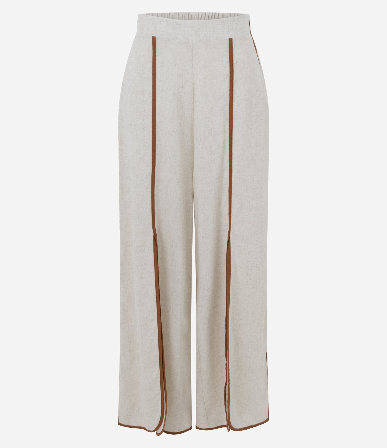Saída de Praia Calça em Viscolinho com Viés Contrastante Off White 6
