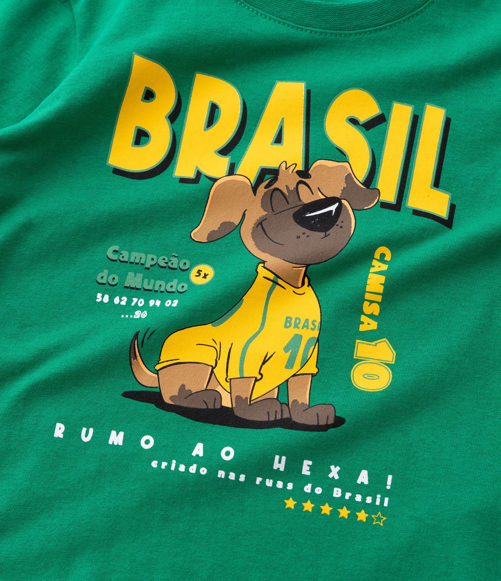 Camiseta Infantil com Estampa Cachorro Caramelo Brasil – Tam 1 a 6 Anos Verde 4