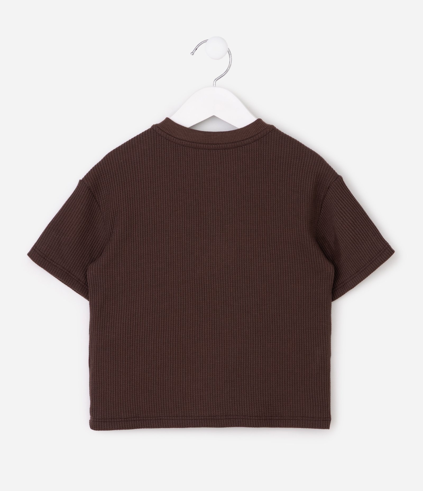 Camiseta Infantil com Textura Waffle e Gola Redonda - Tam 1 a 6 Anos Marrom 1