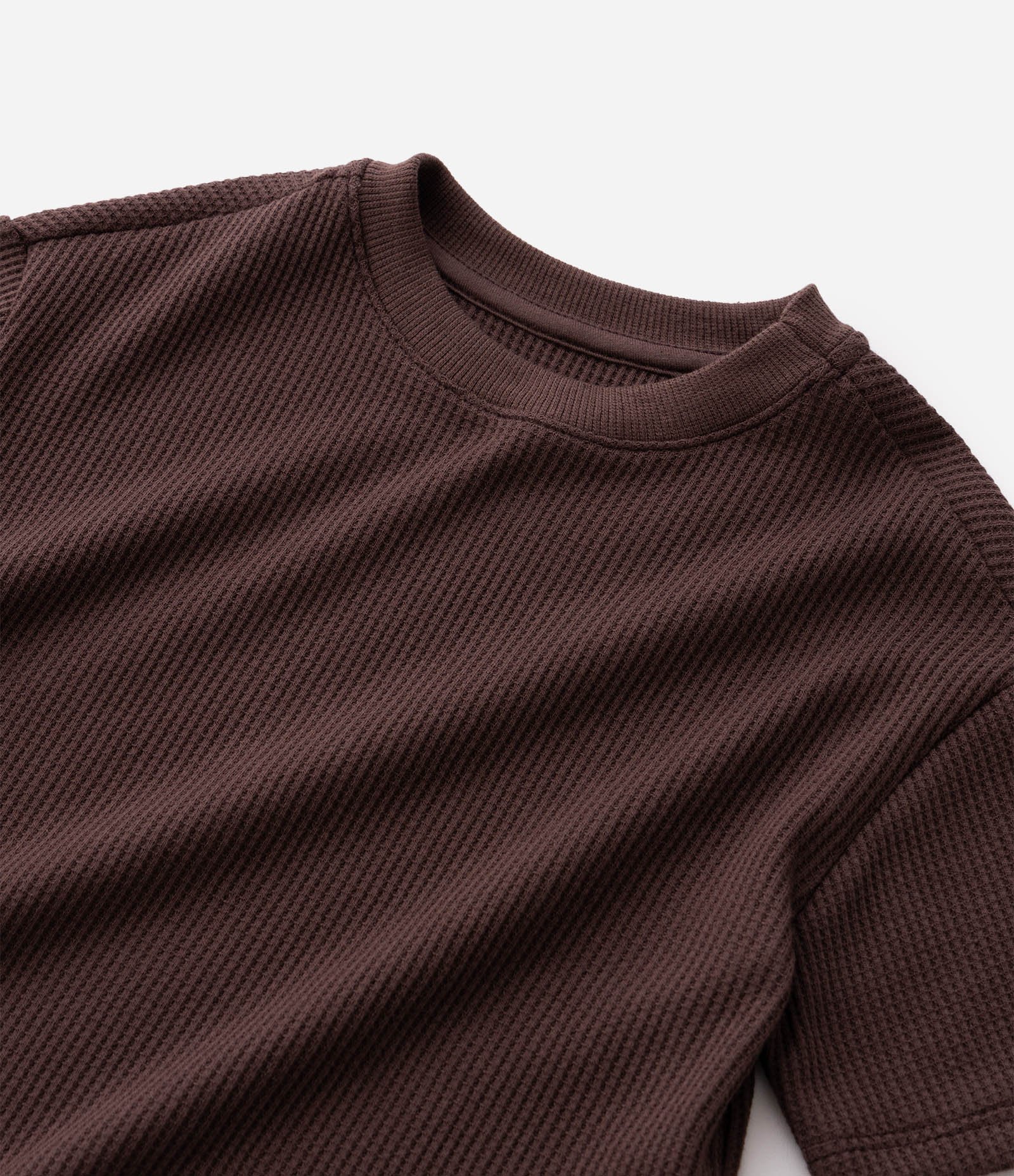 Camiseta Infantil com Textura Waffle e Gola Redonda - Tam 1 a 6 Anos Marrom 2