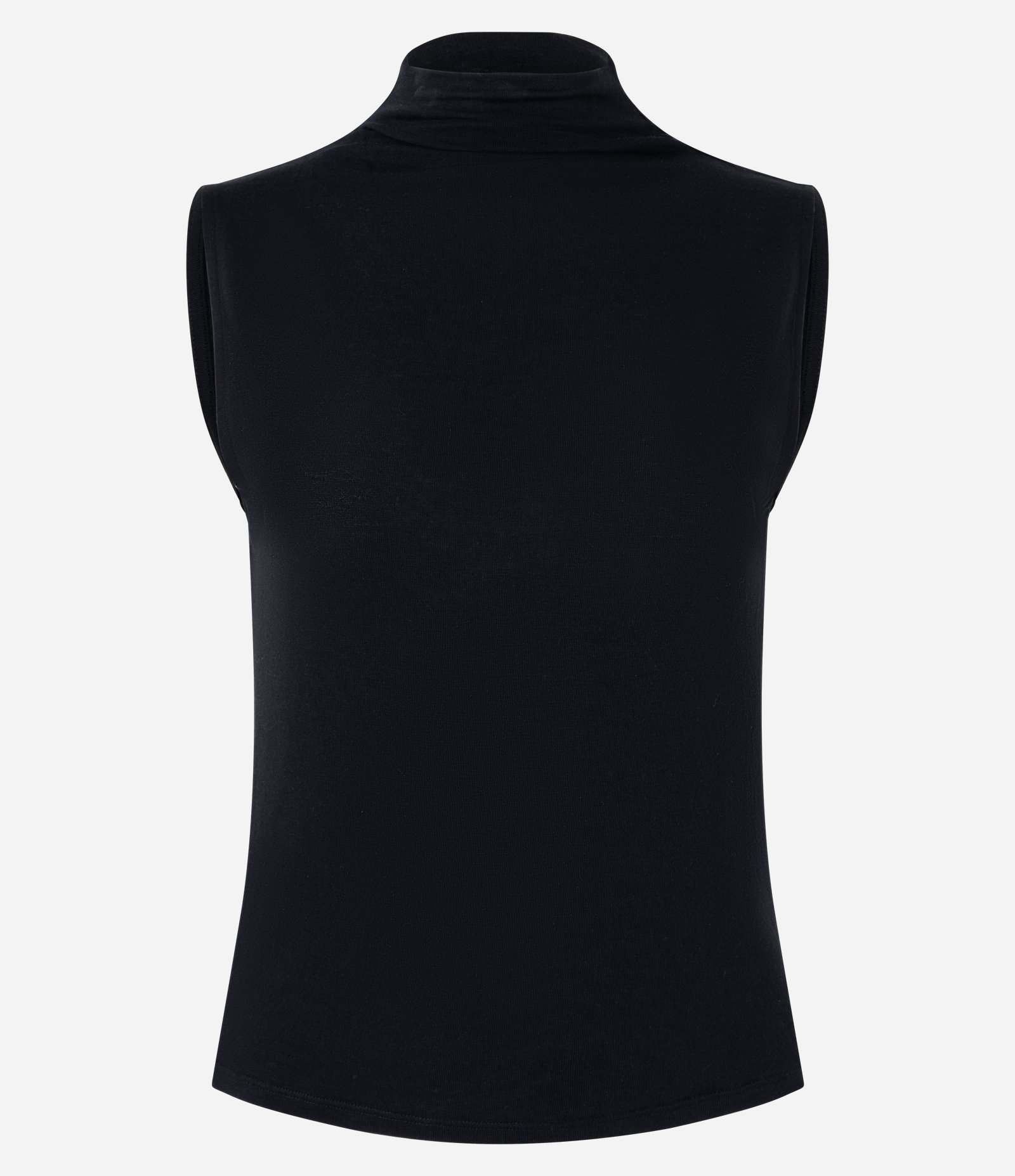 Blusa sem Manga em Ribana com Gola Alta Preto 5