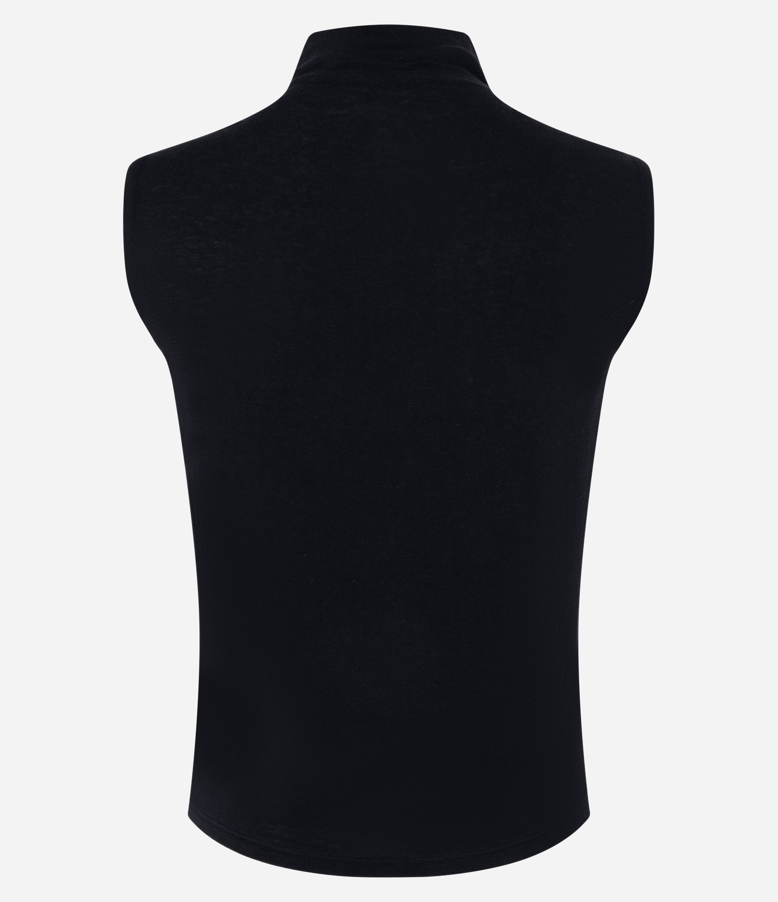 Blusa sem Manga em Ribana com Gola Alta Preto 6