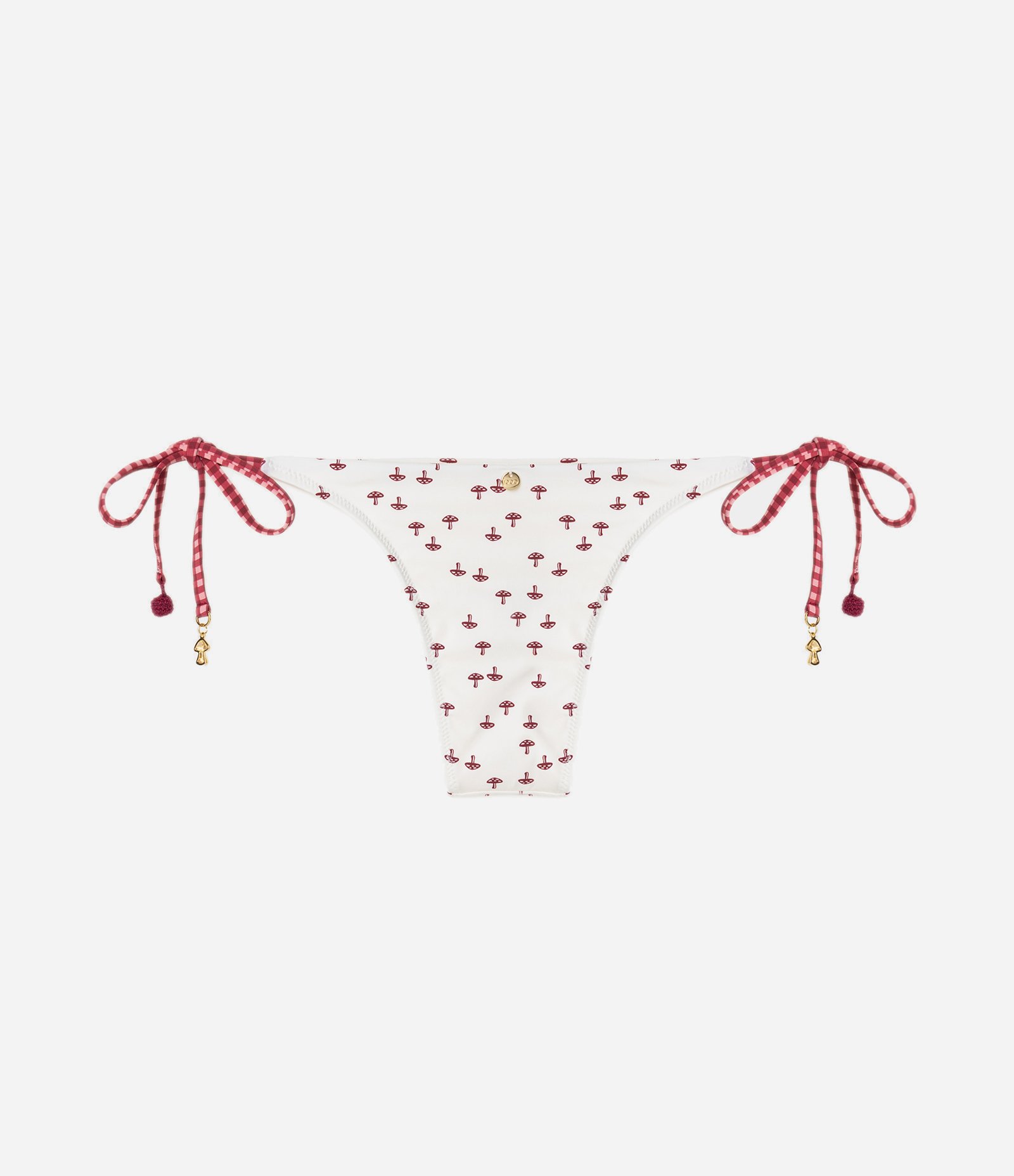 Biquíni Calcinha Lacinho com Estampa de Cogumelos Branco/Vermelho 2