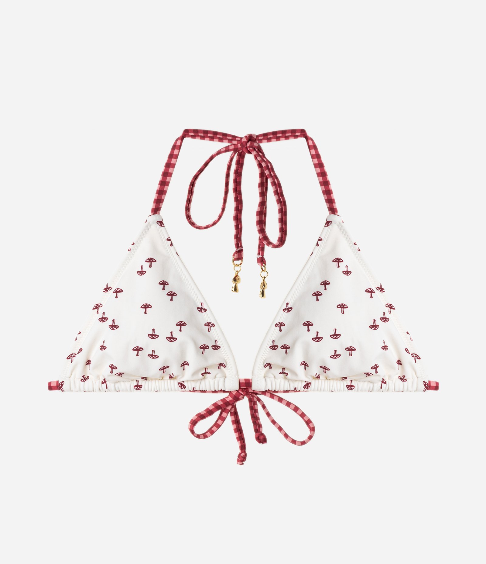 Biquíni Top Cortininha com Estampa de Cogumelos Branco/Vermelho 5