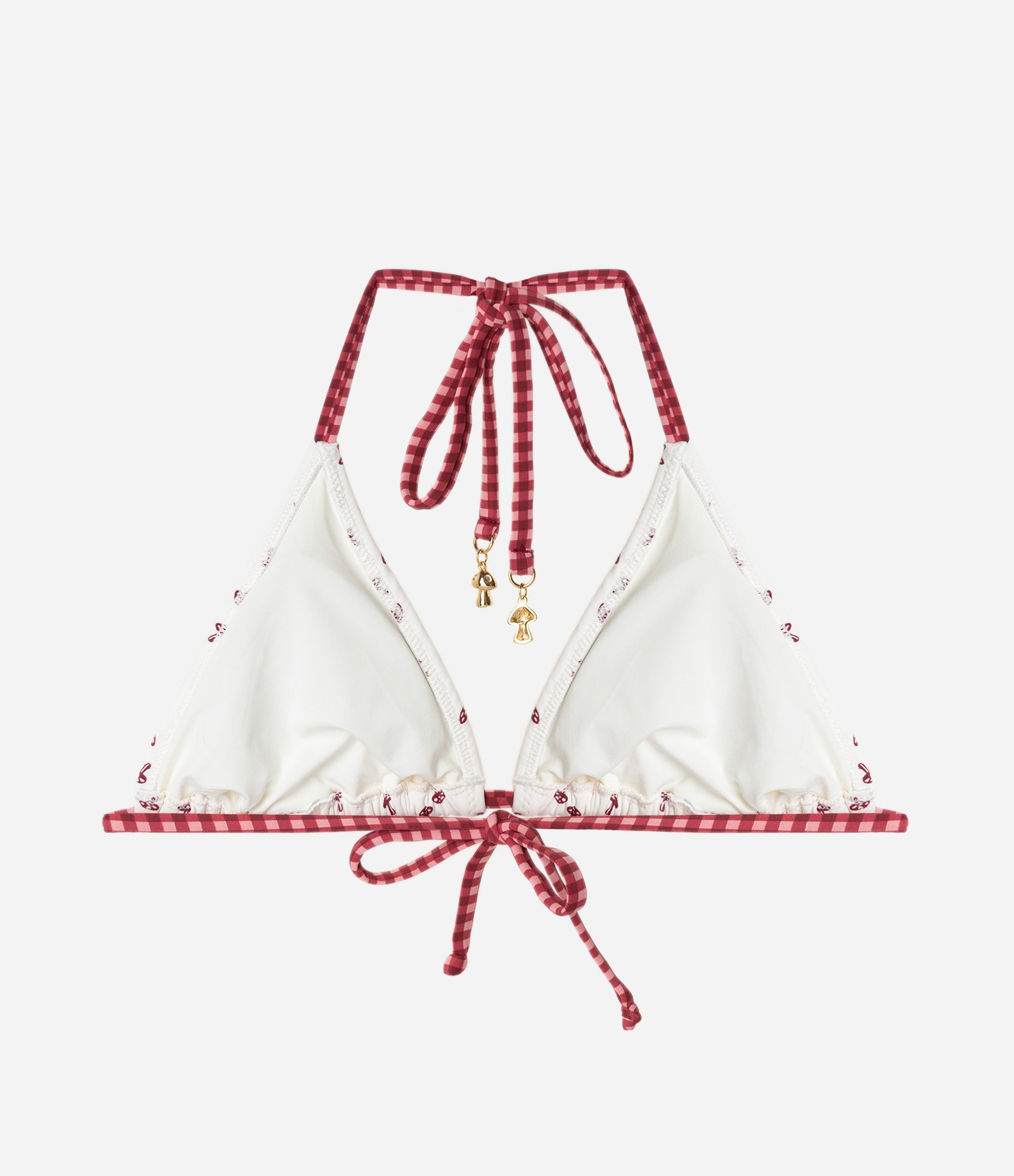 Biquíni Top Cortininha com Estampa de Cogumelos Branco/Vermelho 6