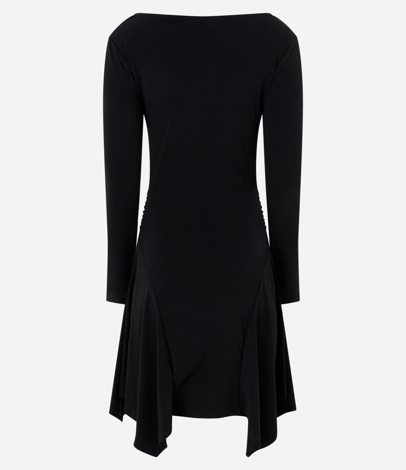 Vestido Manga Longa em Tule com Barra Assimétrica Preto 2