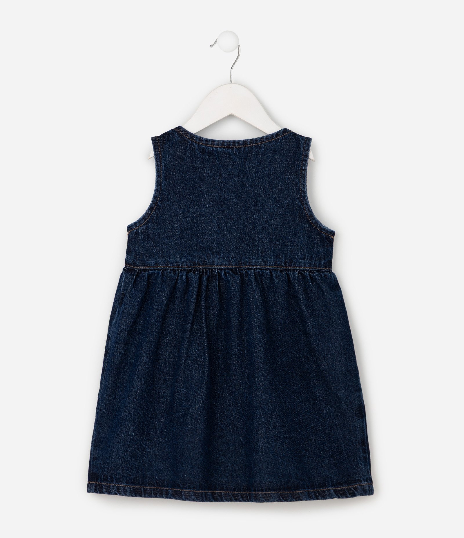 Vestido Jeans Infantil com Bordado e Botões - Tam 1 a 6 Anos Azul 3