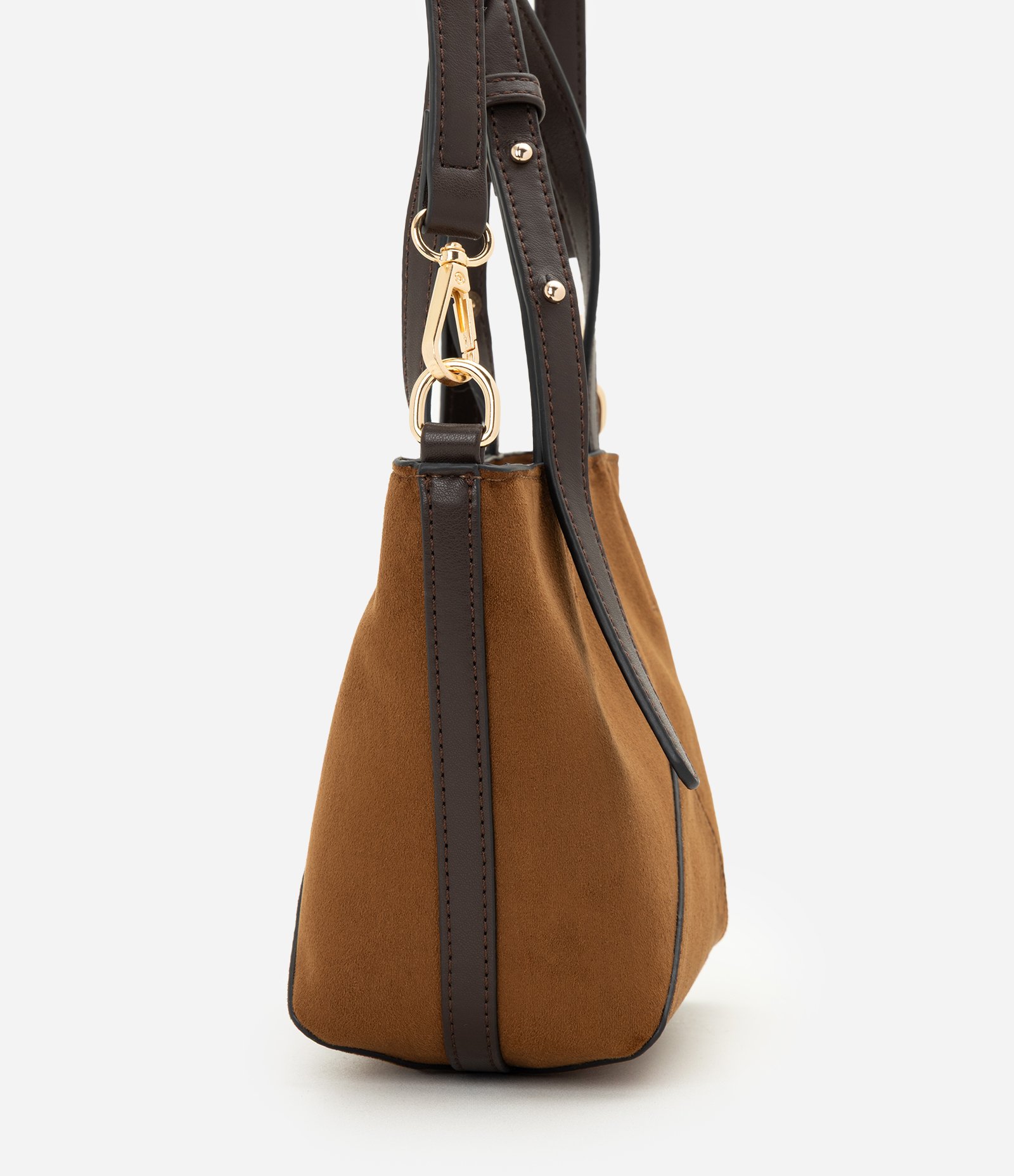 Bolsa Pequena em Suede com Alça de Mão Marrom 2