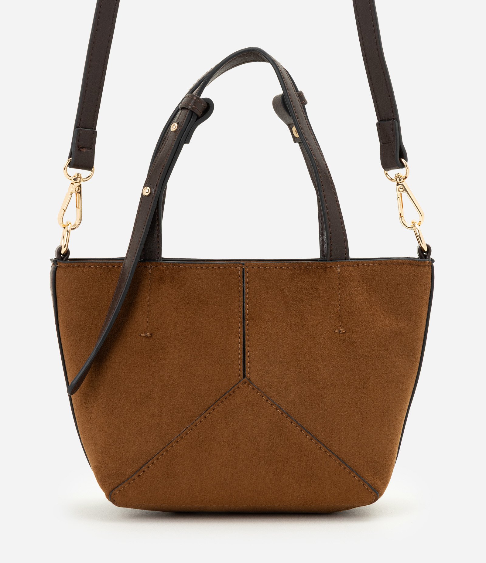 Bolsa Pequena em Suede com Alça de Mão Marrom 3