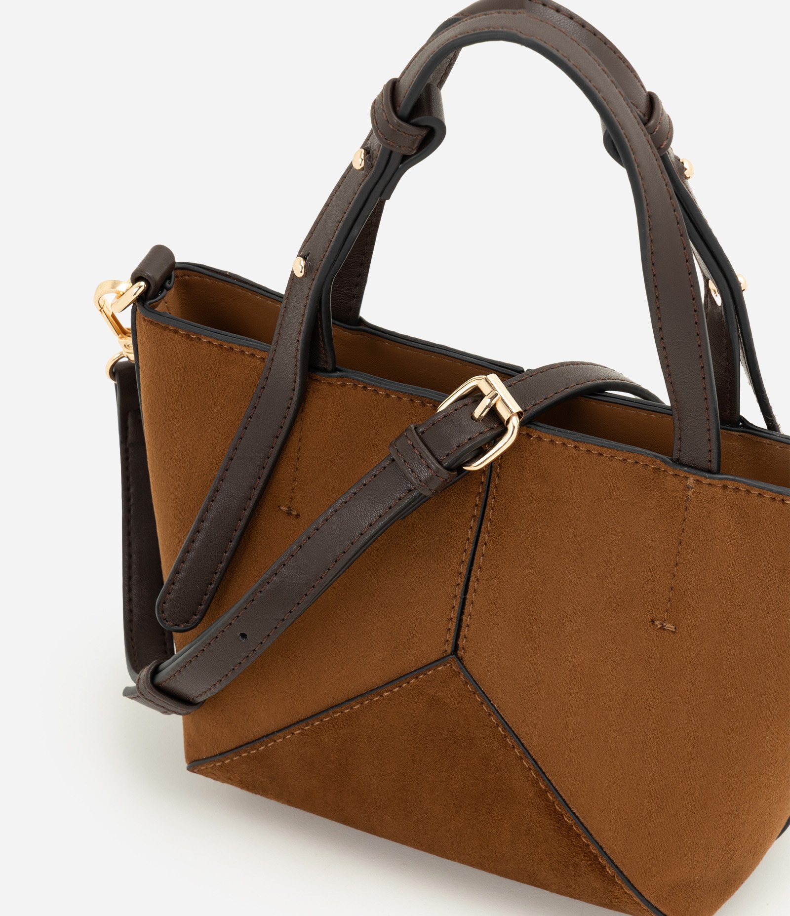 Bolsa Pequena em Suede com Alça de Mão Marrom 4