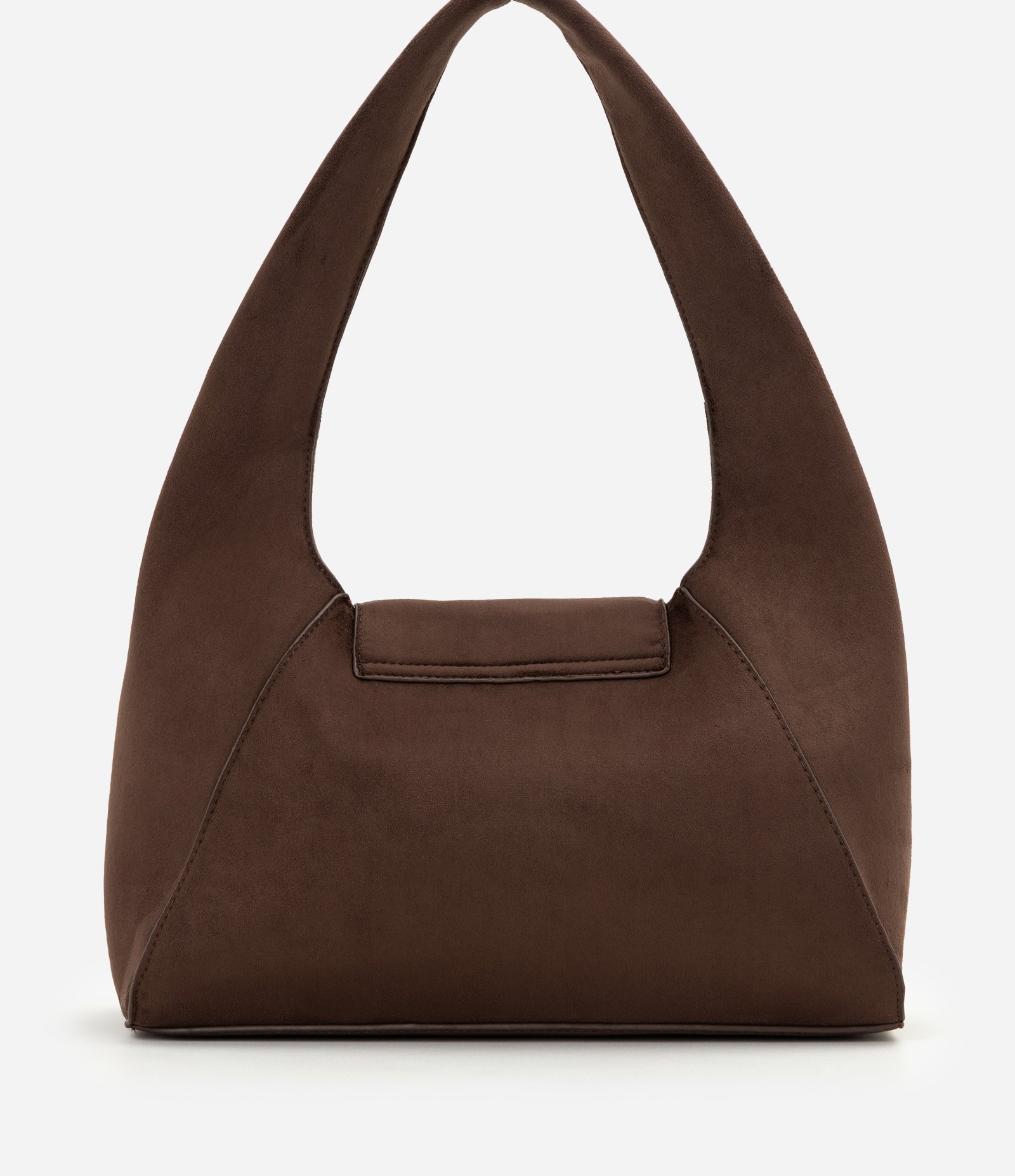 Bolsa Hobo Média em Suede com Fechamento por Torniquete Marrom 3