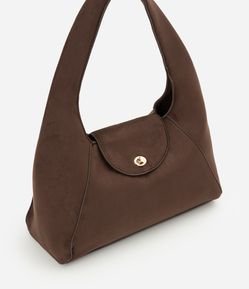 Bolsa Hobo Média em Suede com Fechamento por Torniquete