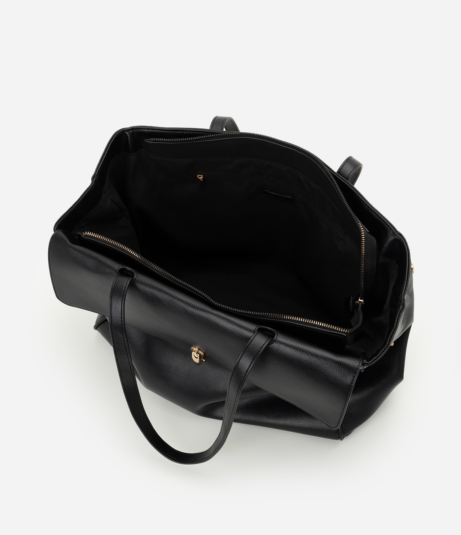 Bolsa Shopper Grande com Aba e Fechamento por Torniquete Preto 4
