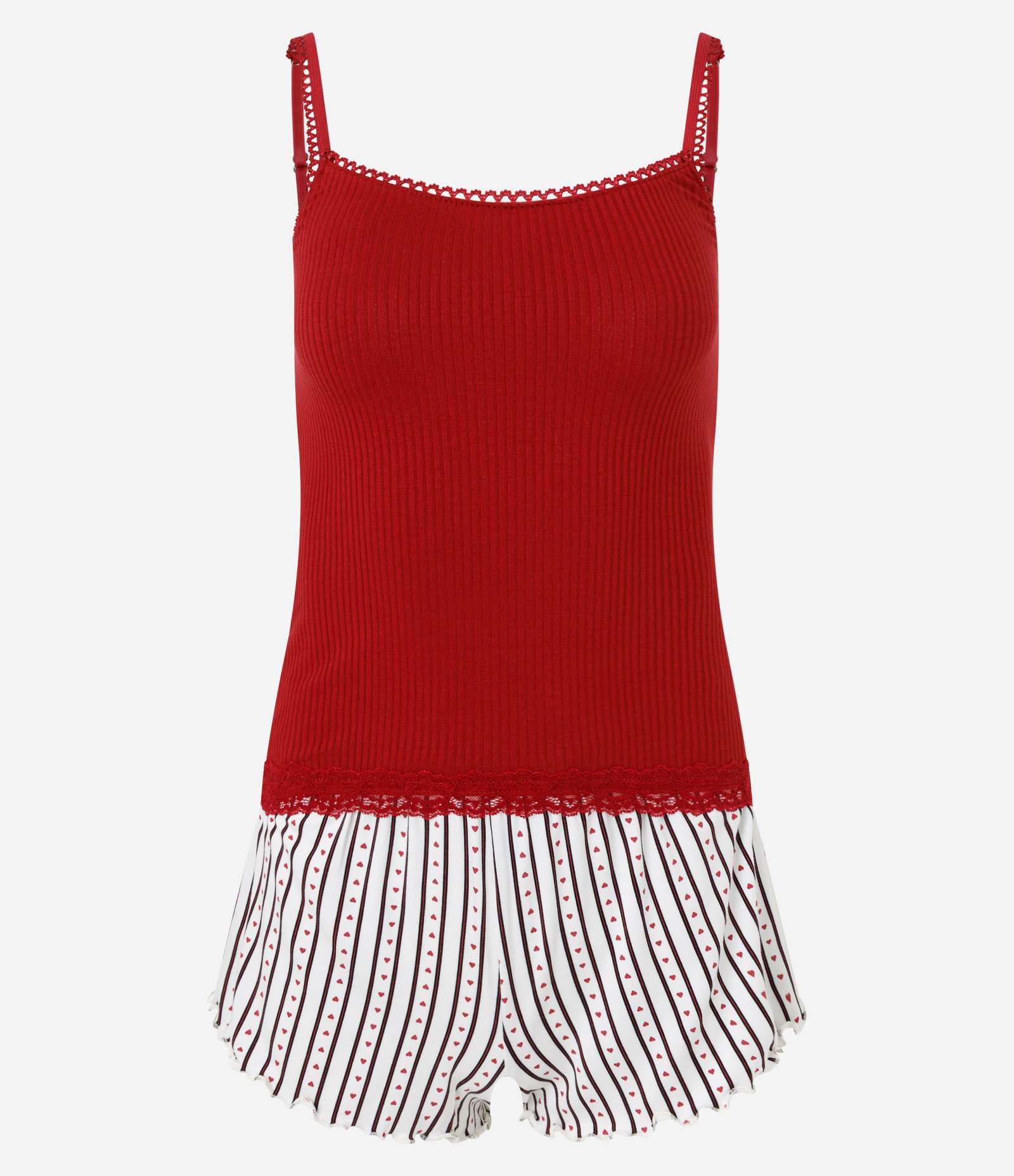 Pijama Curto em Ribana Vermelho 4
