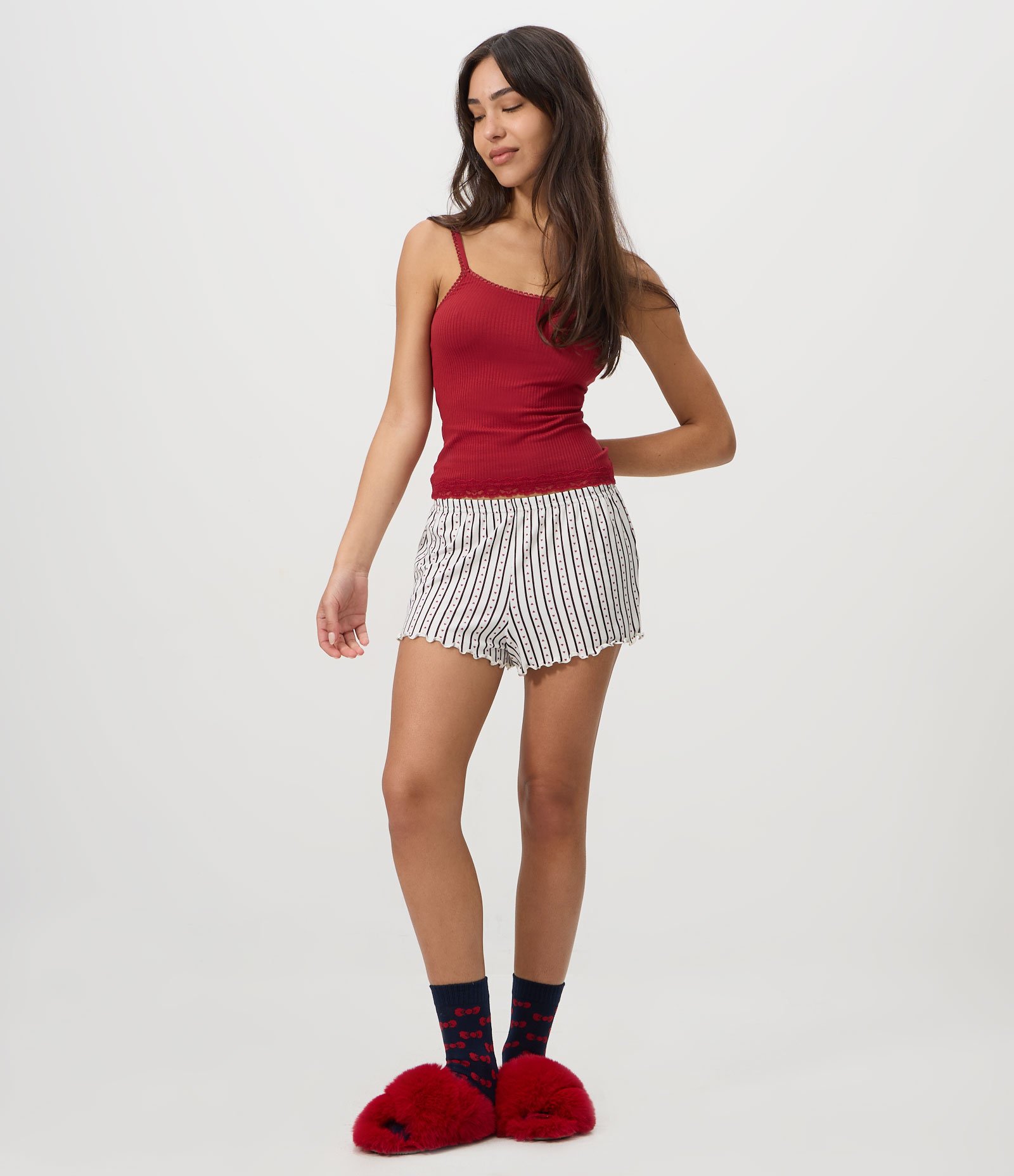 Pijama Curto em Ribana Vermelho 2