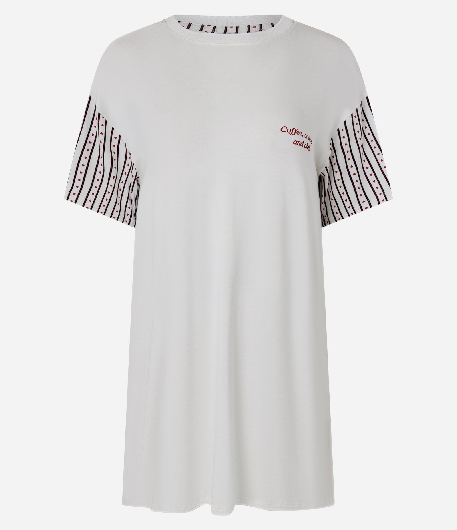 Camisola Curta em Viscolycra com Estampa Listrada Branco 1