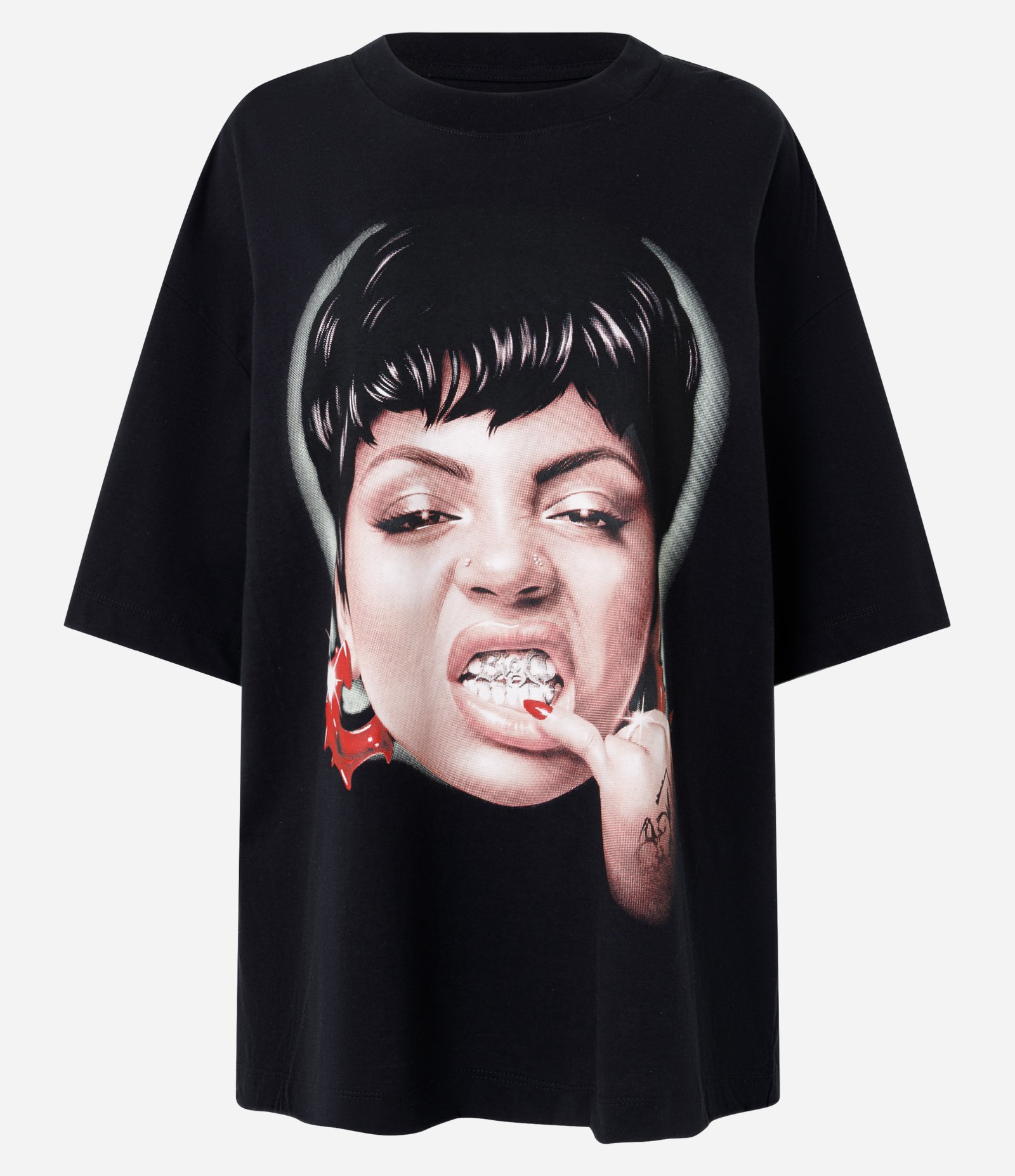 Camiseta Oversized em Algodão com Estampa Duquesa Frente e Costas Preto 5