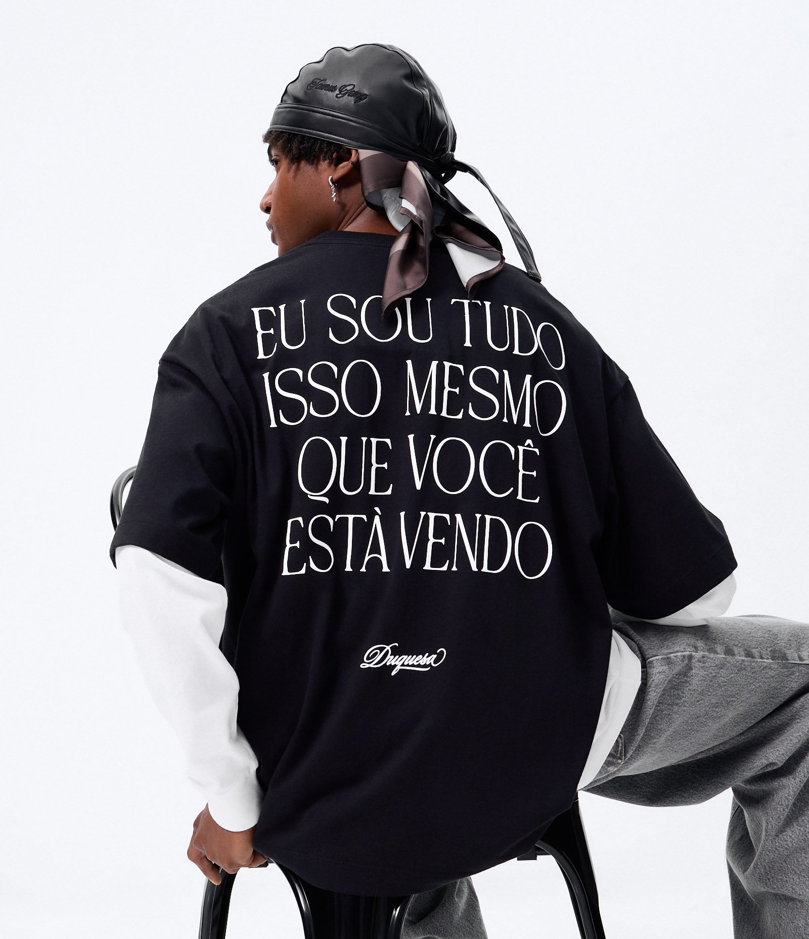 Camiseta Oversized em Algodão com Estampa Duquesa Frente e Costas Preto 3