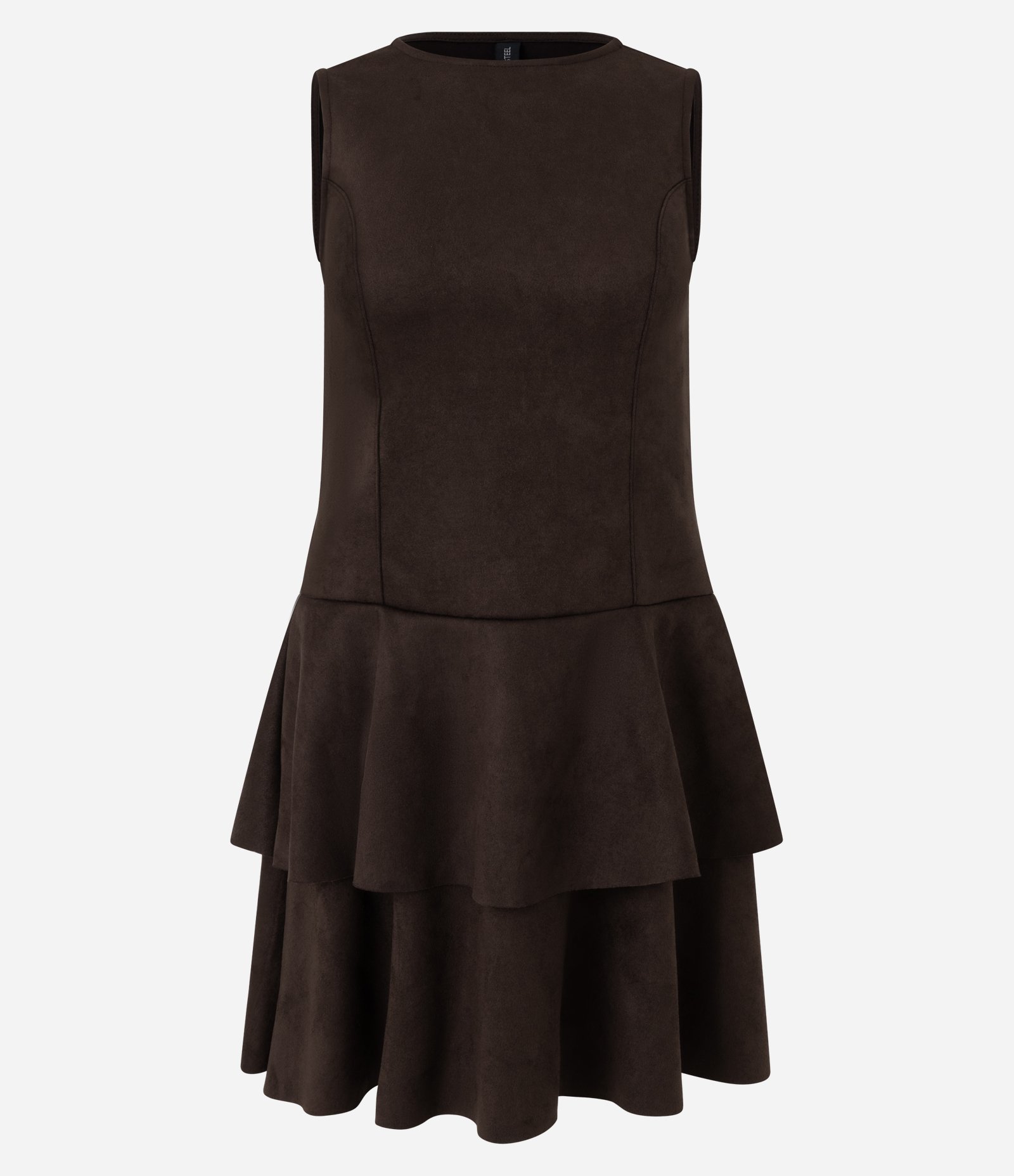 Vestido Curto em Suede com Babadinhos Marrom 5