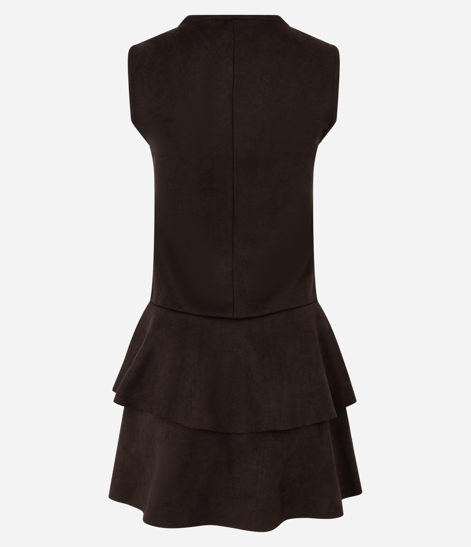 Vestido Curto em Suede com Babadinhos Marrom 7