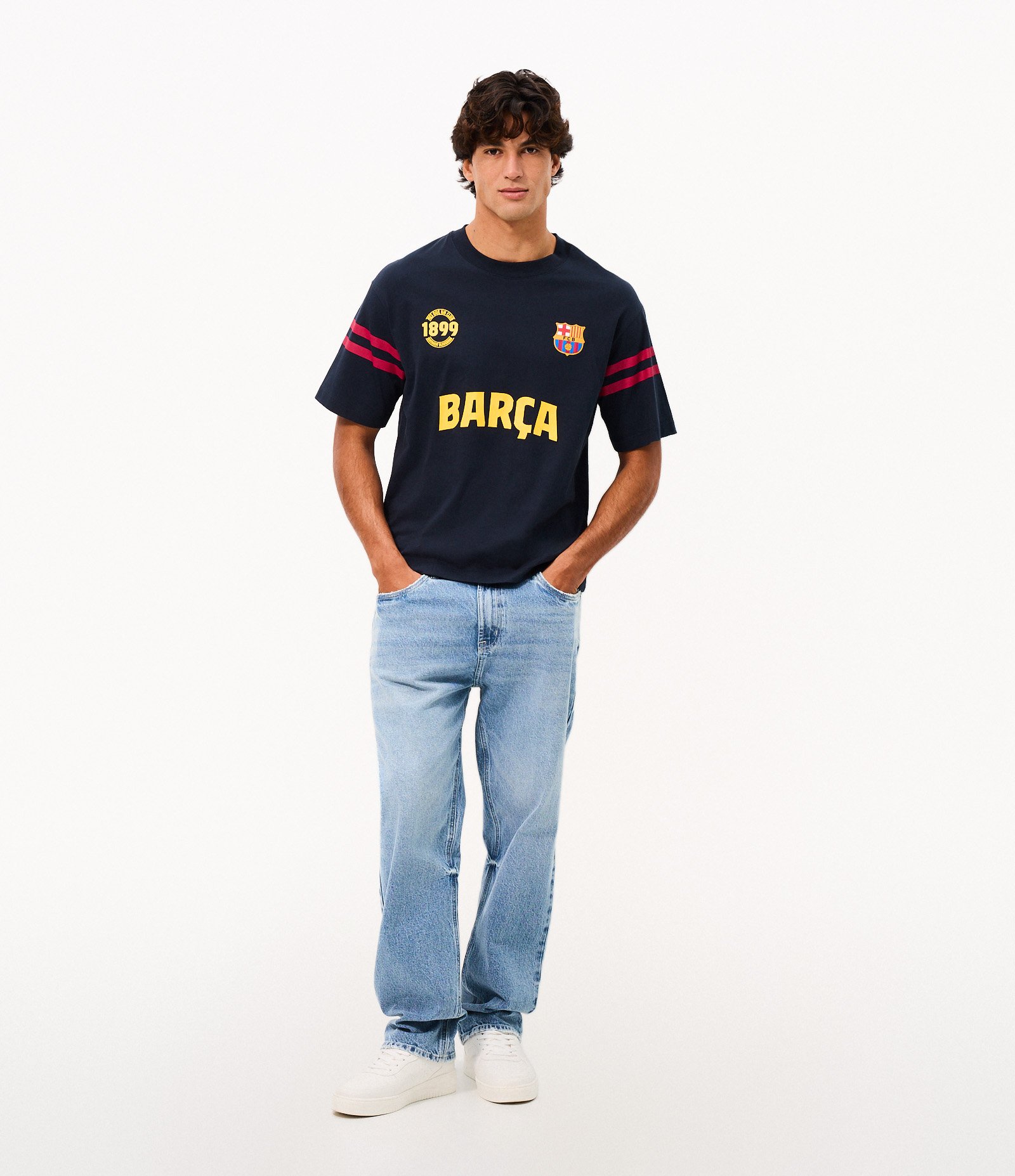 Camiseta Boxy em Algodão com Estampa Barça 1899 Azul 2