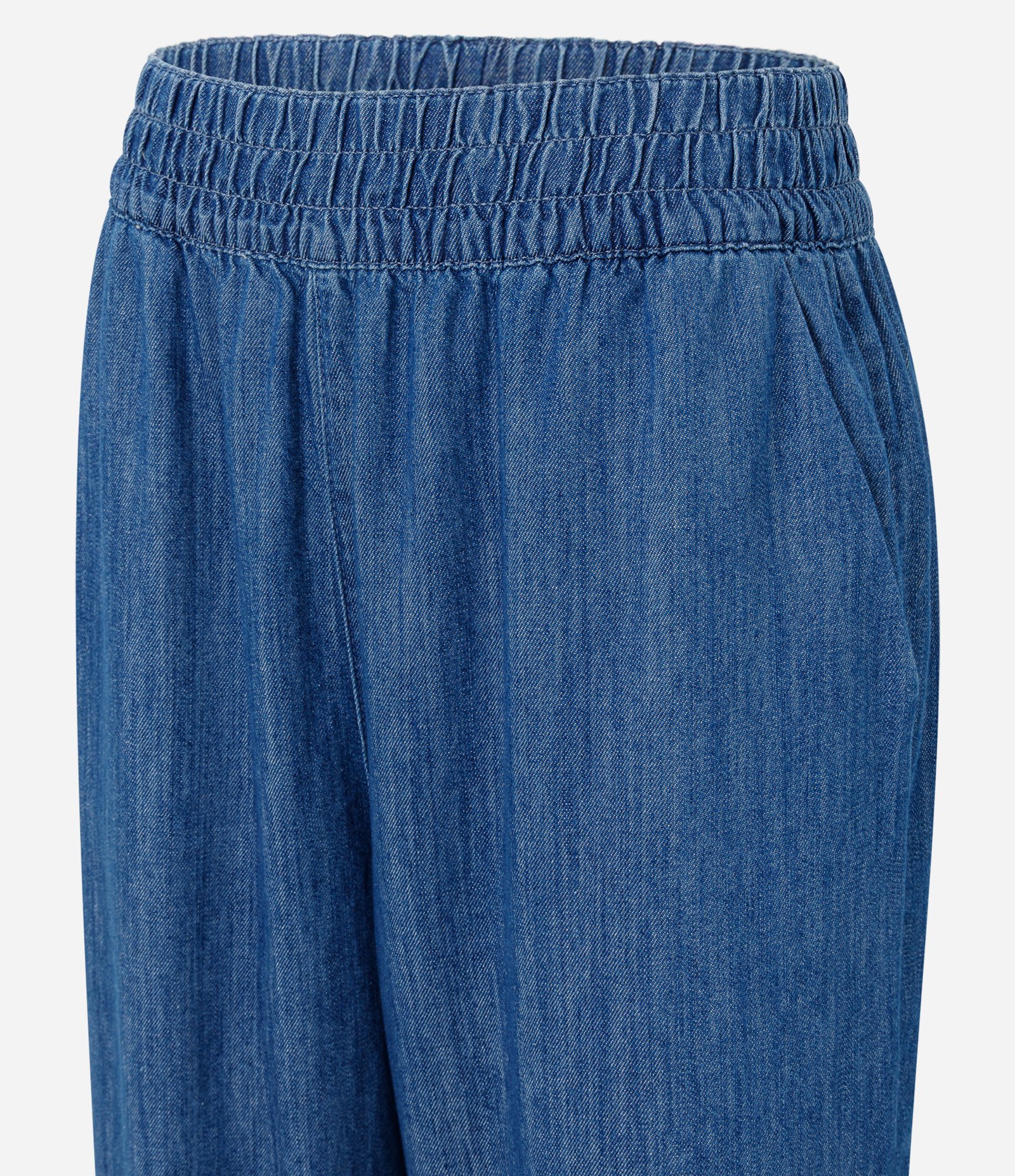 Calça Reta Comfort em Jeans com Cintura Alta e Cós Elástico Azul 7