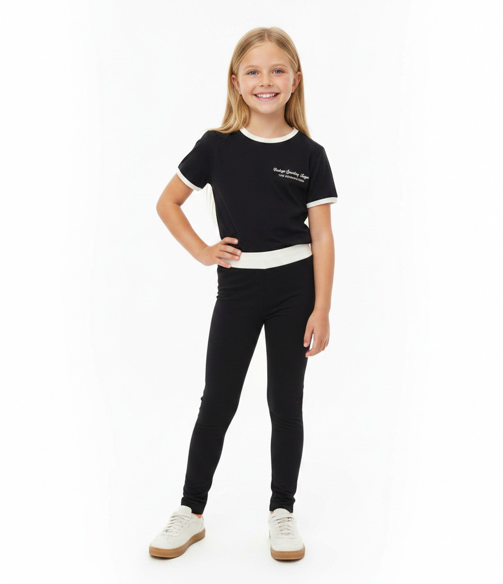 Camiseta Slim em Poliamida com Lettering e Gola Contrastante - Tam 5 a 16 Anos Preto 1