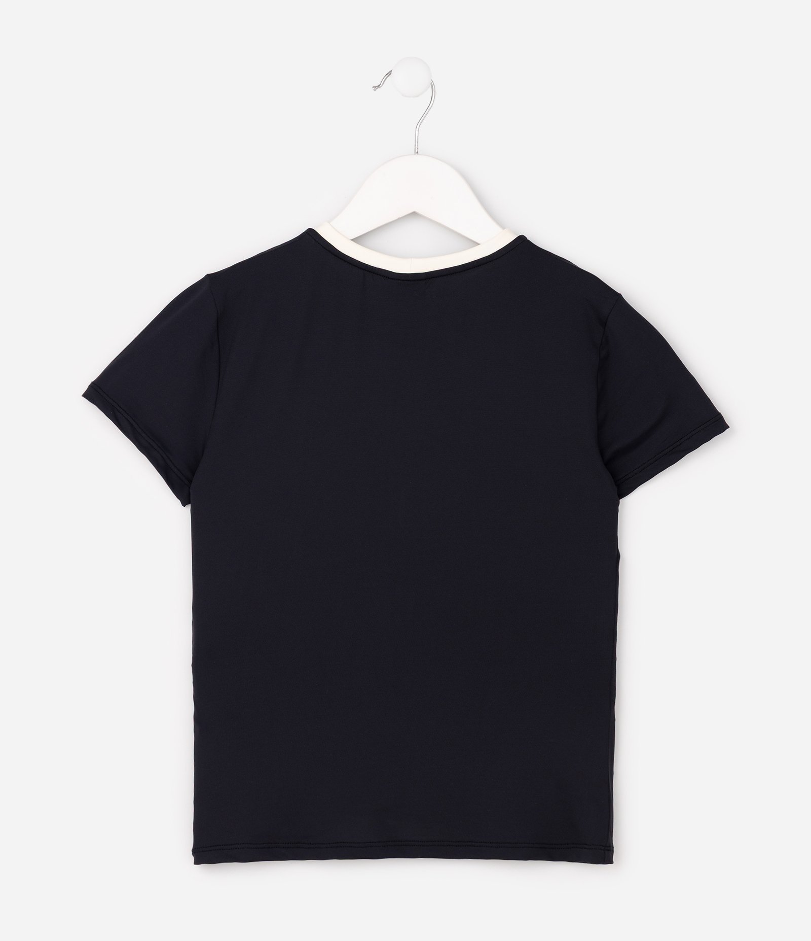 Camiseta Slim em Poliamida com Lettering e Gola Contrastante - Tam 5 a 16 Anos Preto 3