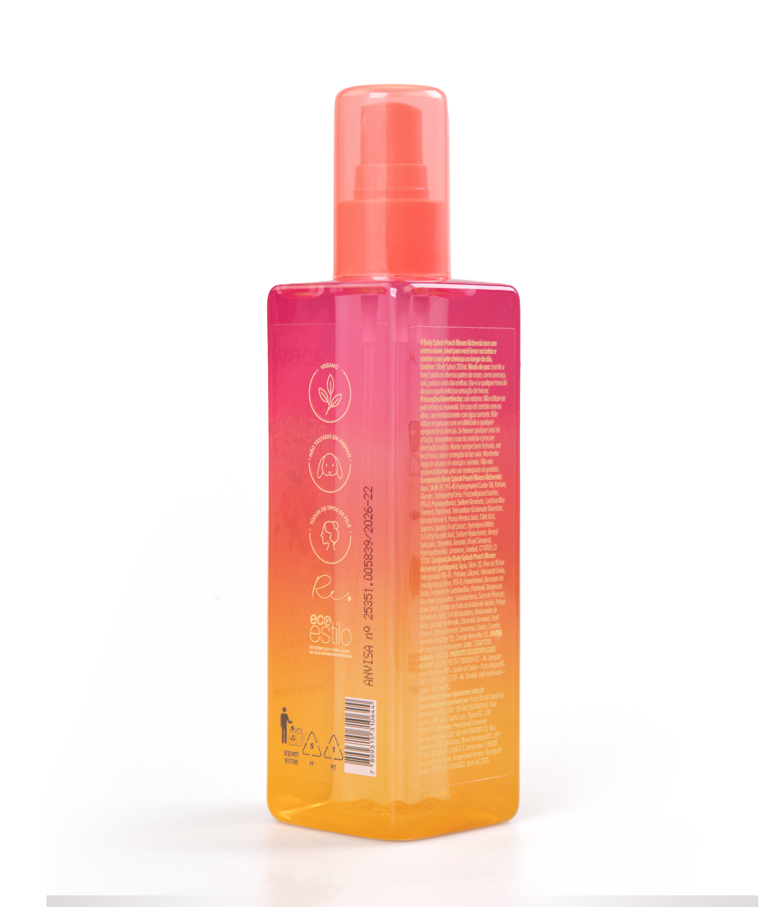 Body Splash Peach Collection Leveza e Frescor Alchemia 250ml 3