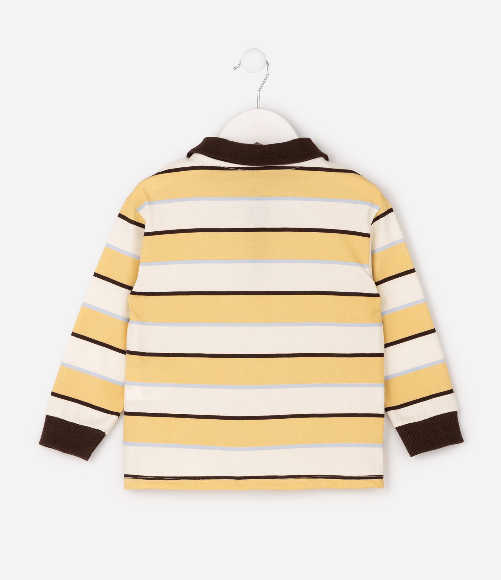 Camiseta Polo Infantil em Algodão Listrada - Tam 1 a 6 Anos Amarelo 3