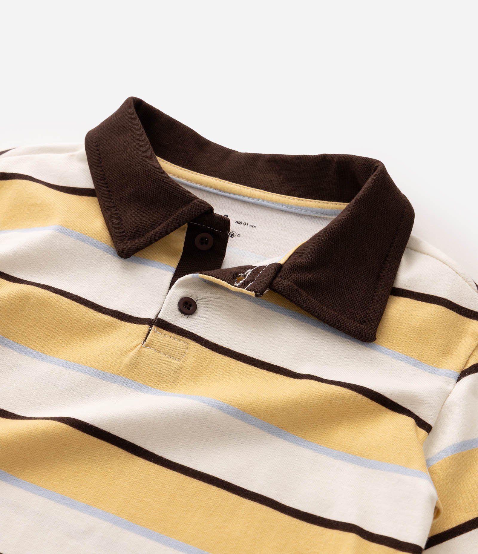 Camiseta Polo Infantil em Algodão Listrada - Tam 1 a 6 Anos Amarelo 5
