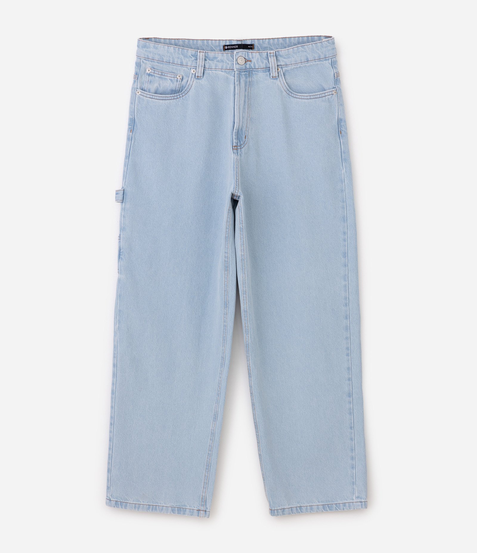 Calça Jeans Baggy com Bolsos Funcionais Azul 4