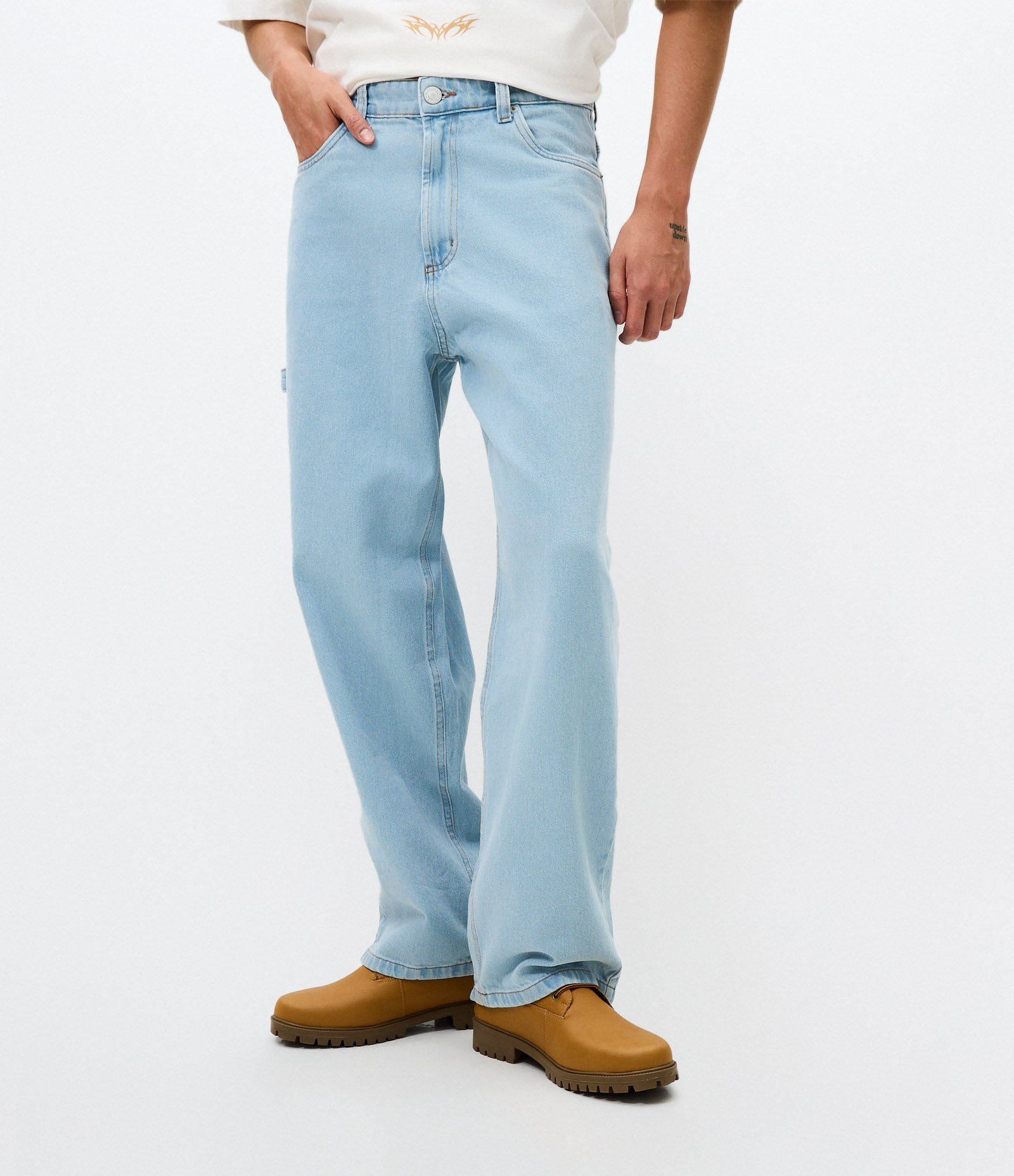 Calça Jeans Baggy com Bolsos Funcionais Azul 1